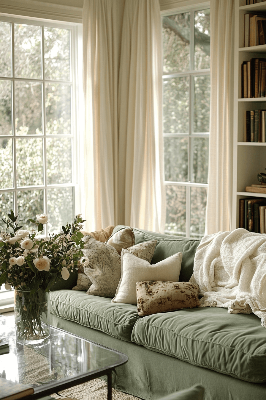 green couch living room ideas