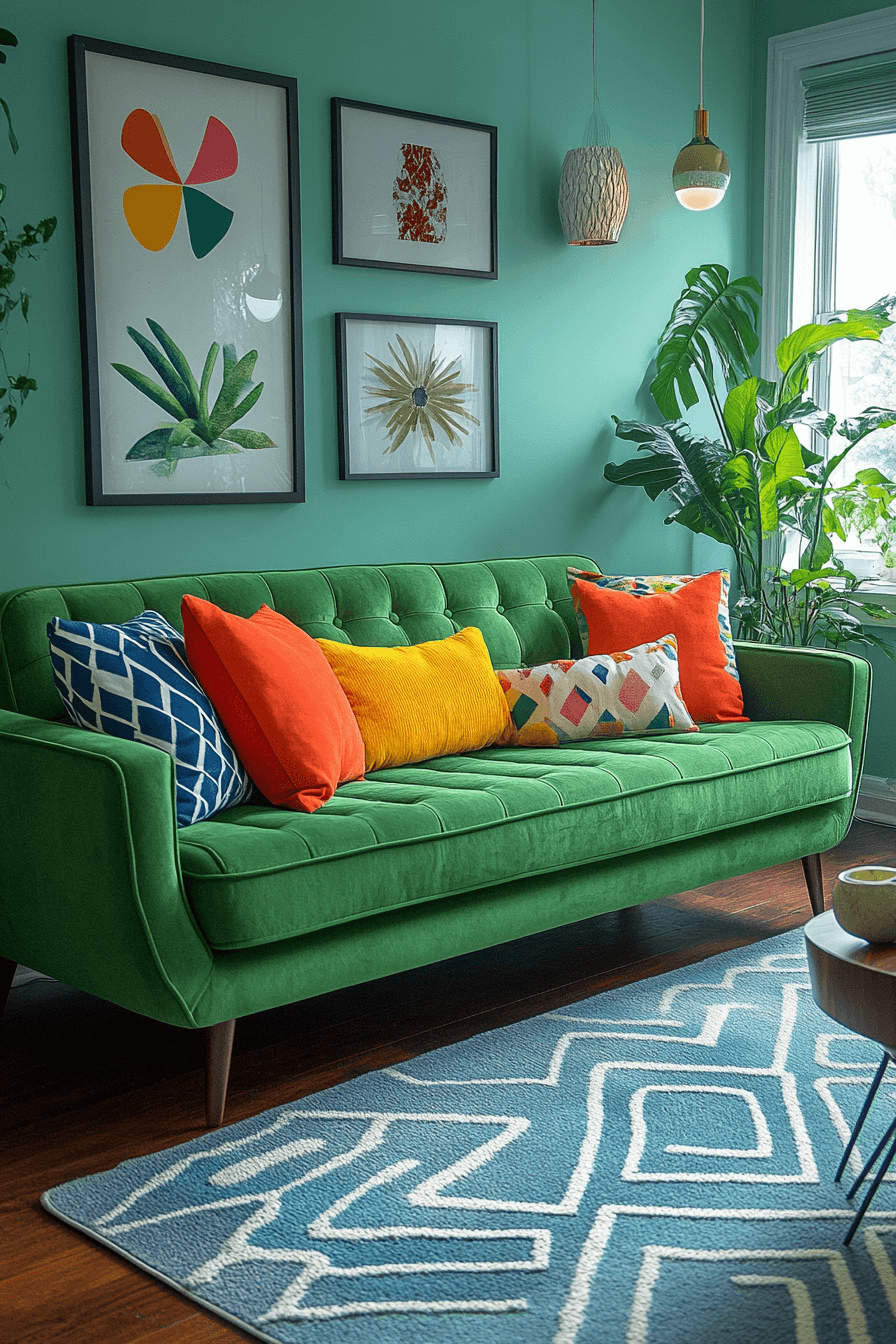 green couch living room ideas