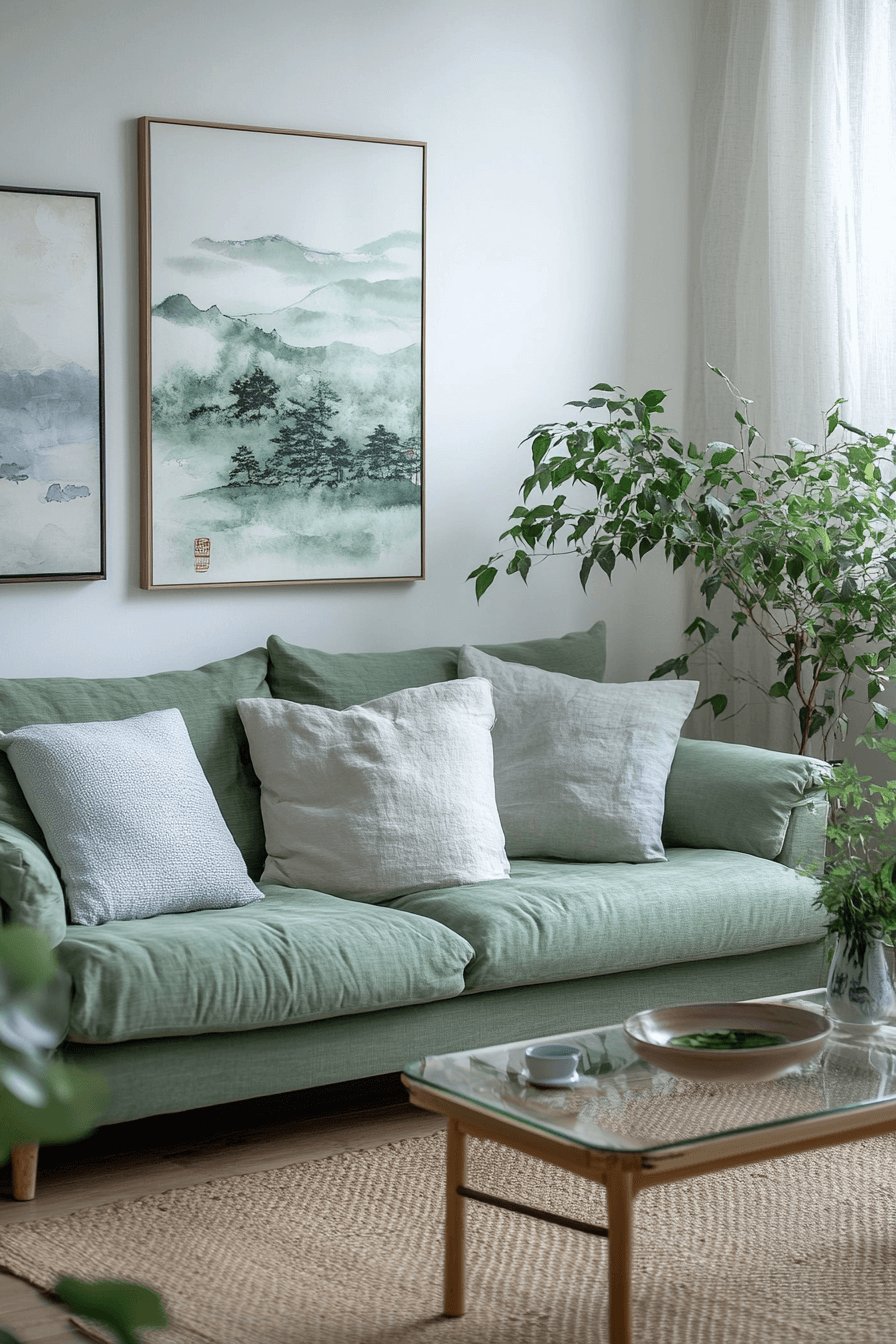 green couch living room ideas