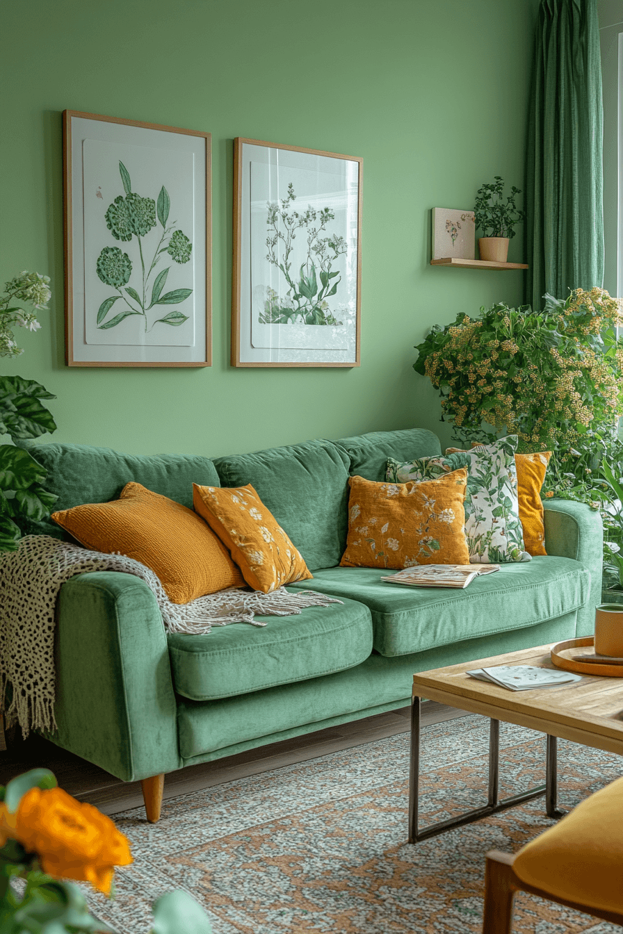 green couch living room ideas