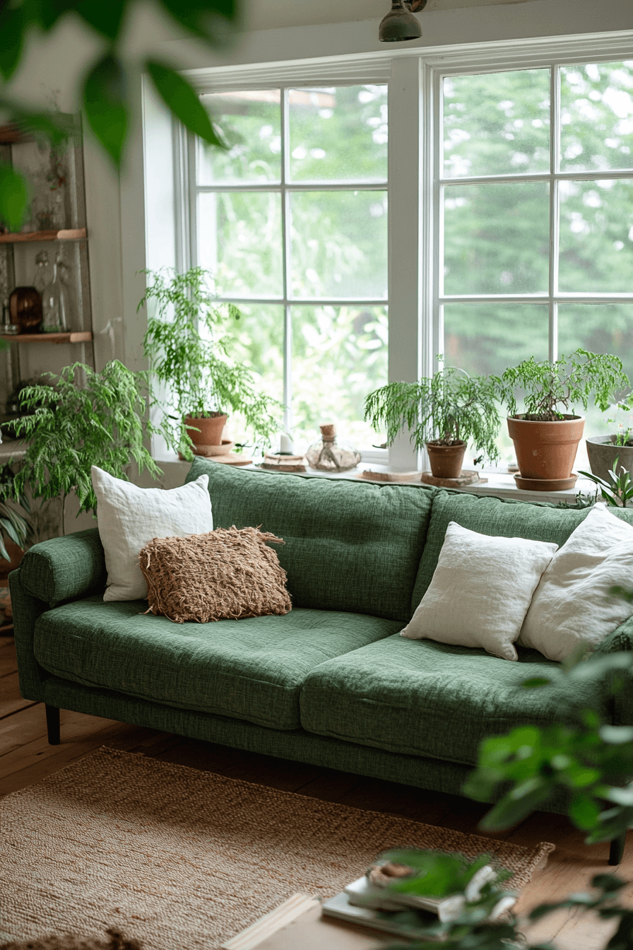 green couch living room ideas