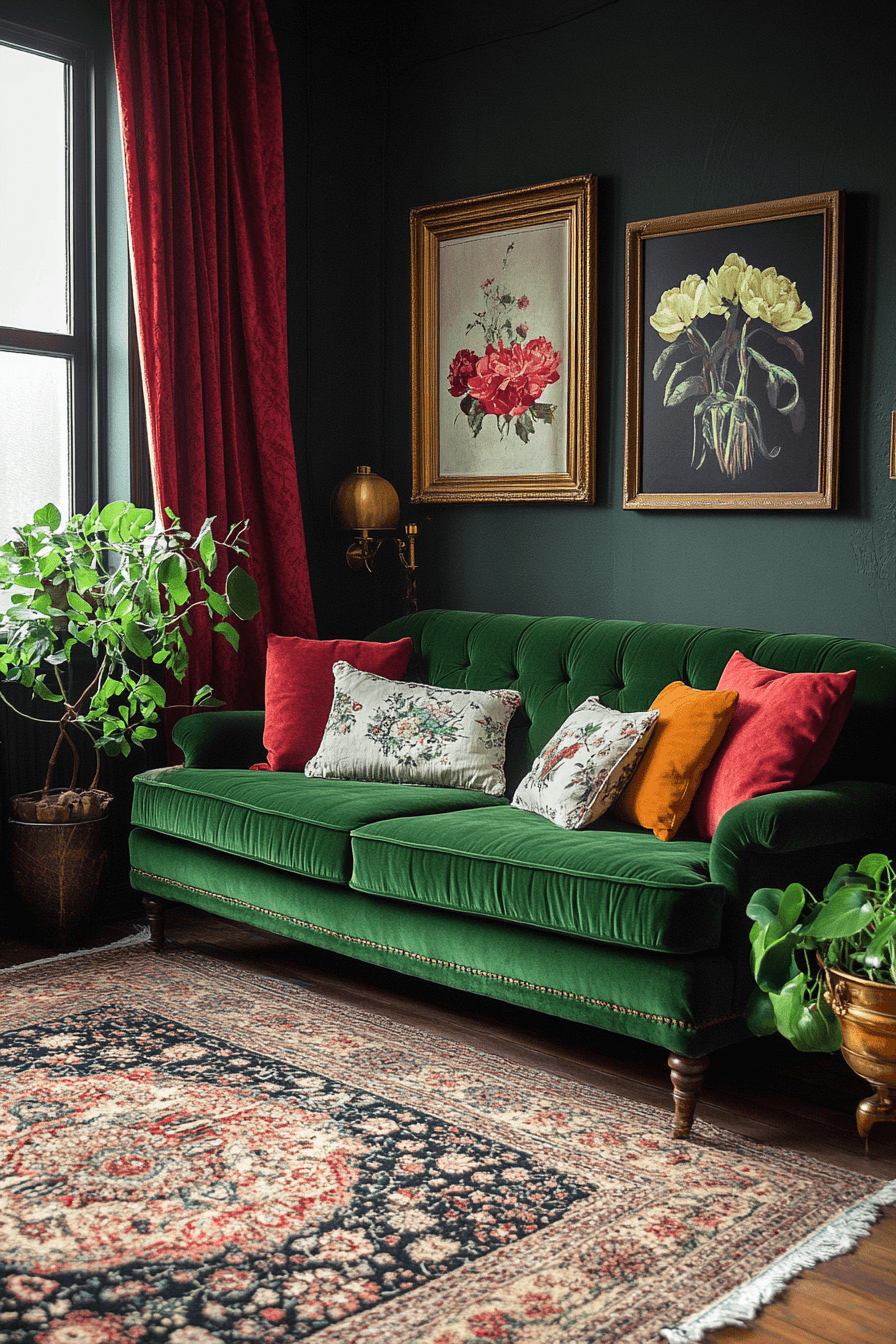 green couch living room ideas