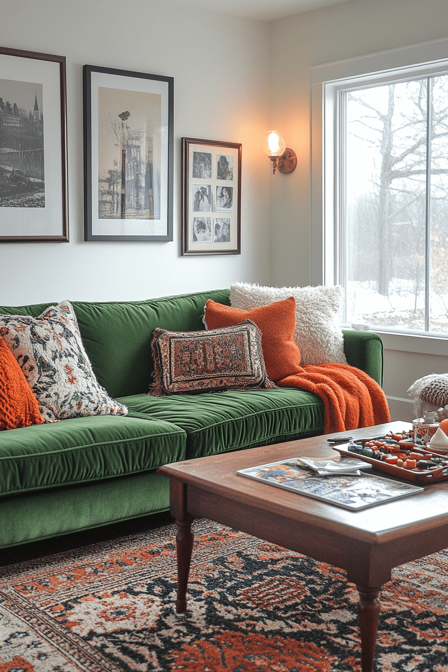 green couch living room ideas