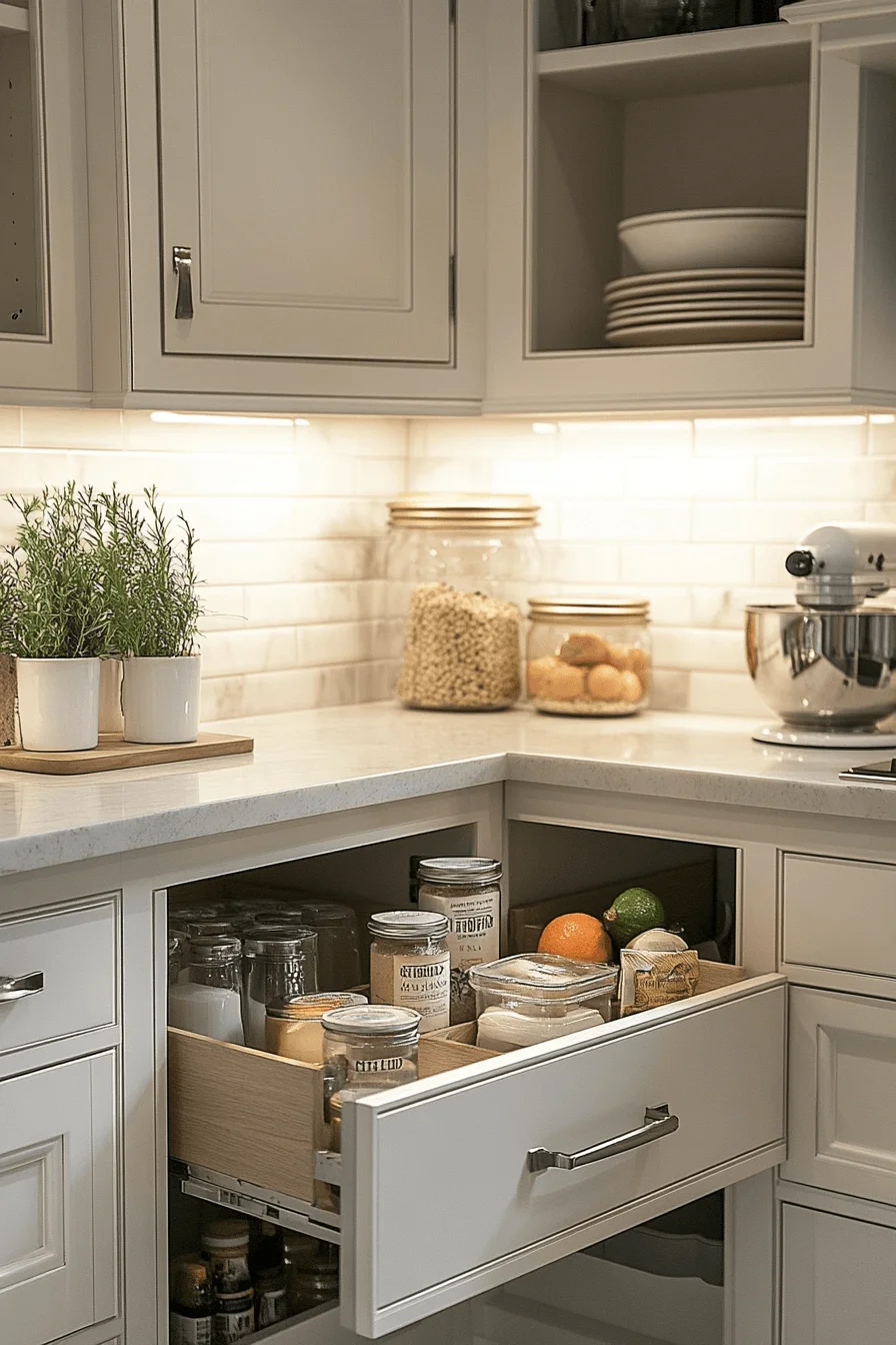 corner drawers in kitchen