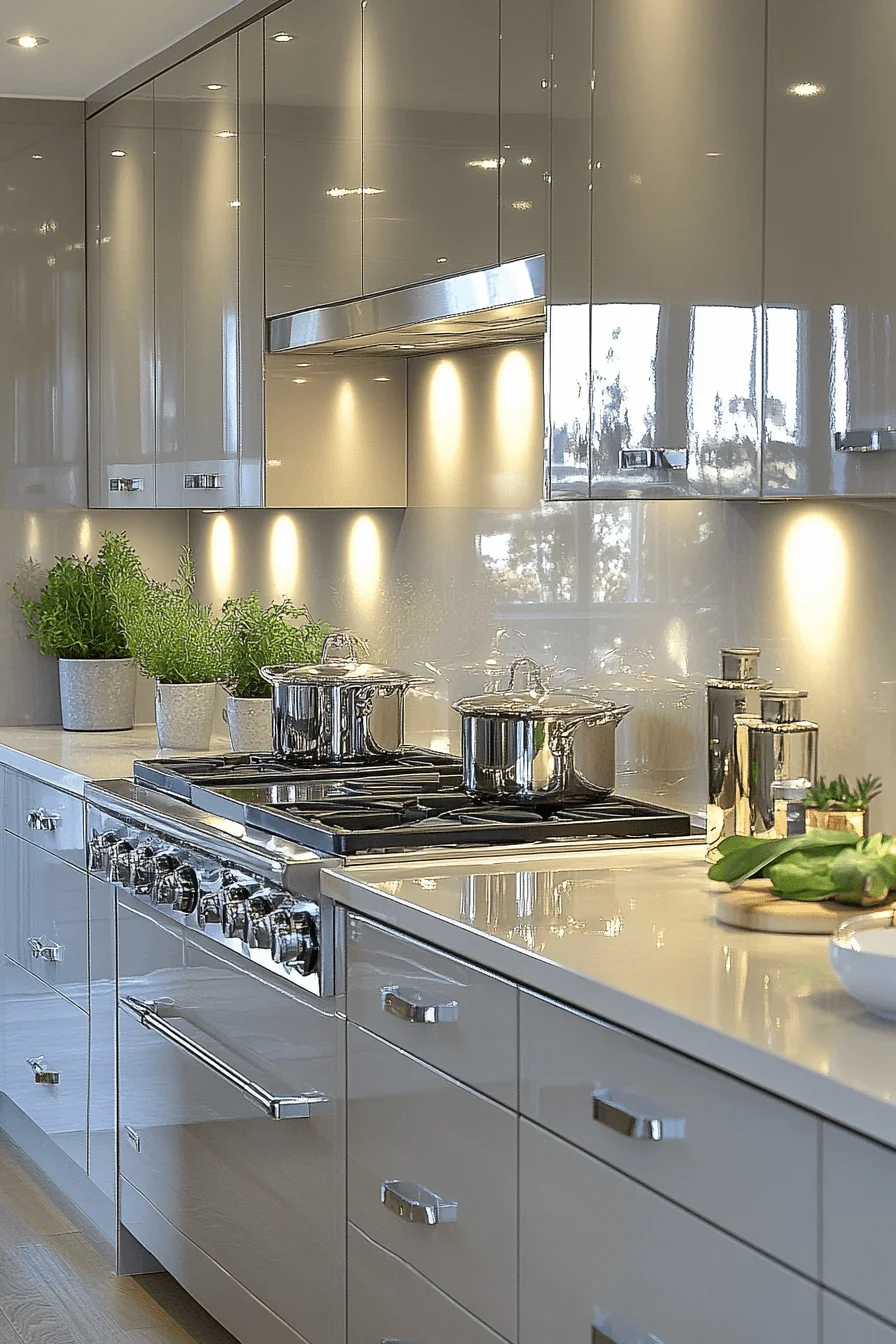 glossy kitchen surfaces