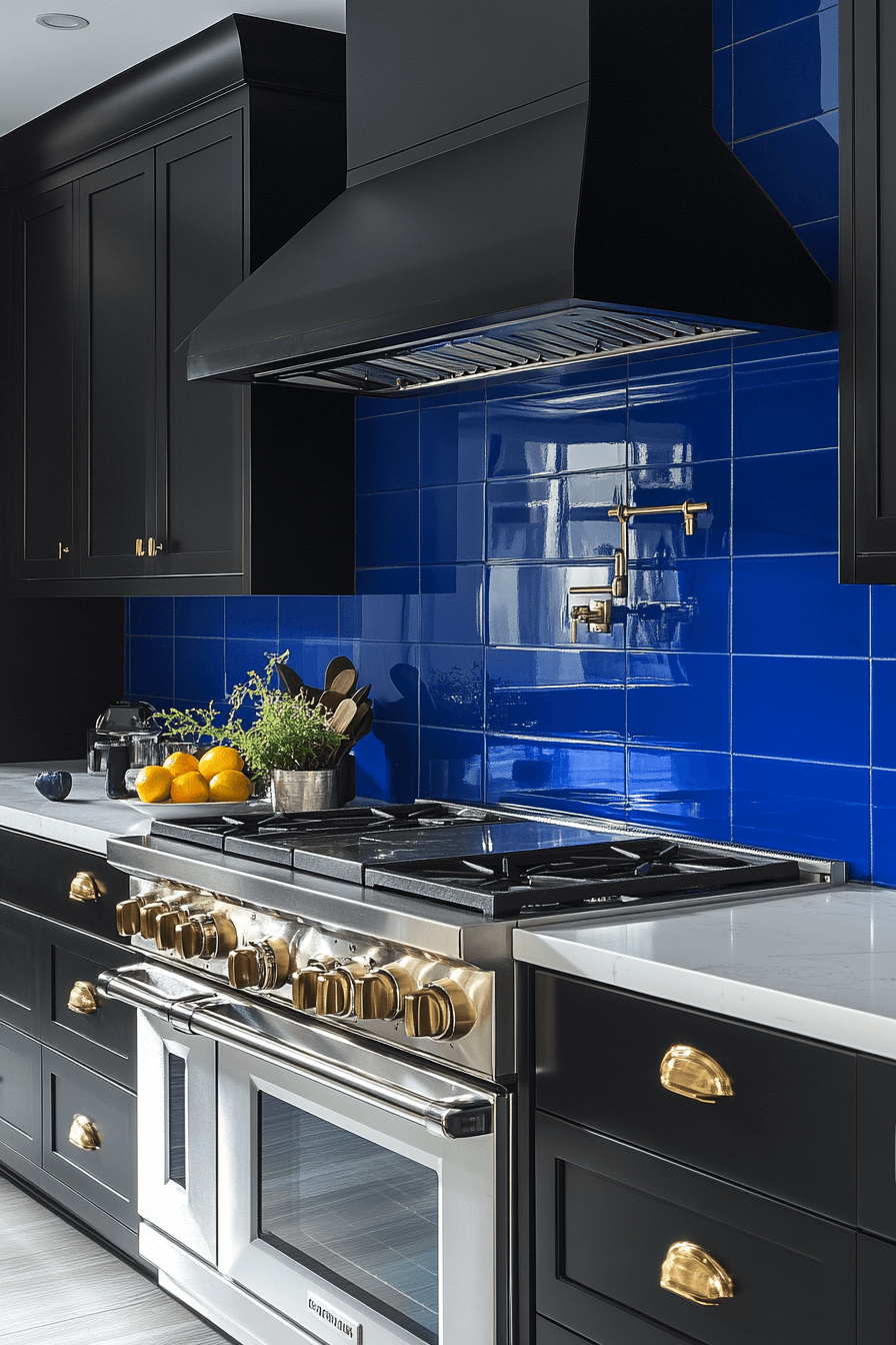 blue backsplash kitchen