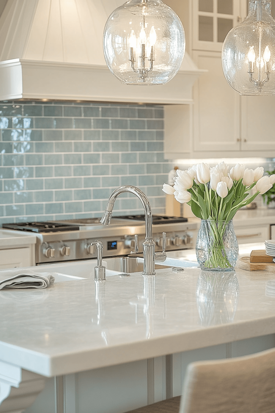 blue backsplash kitchen