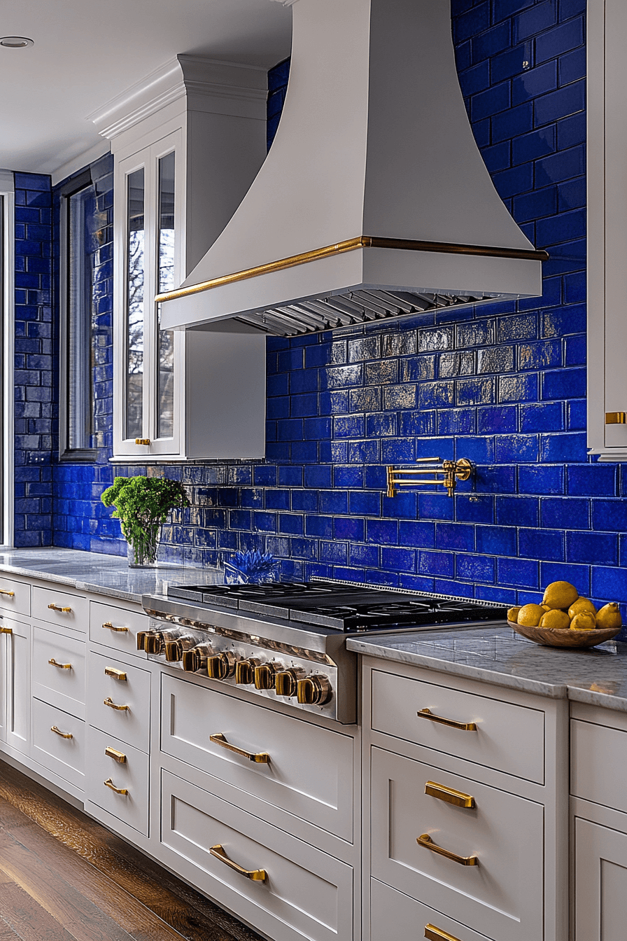 blue backsplash kitchen