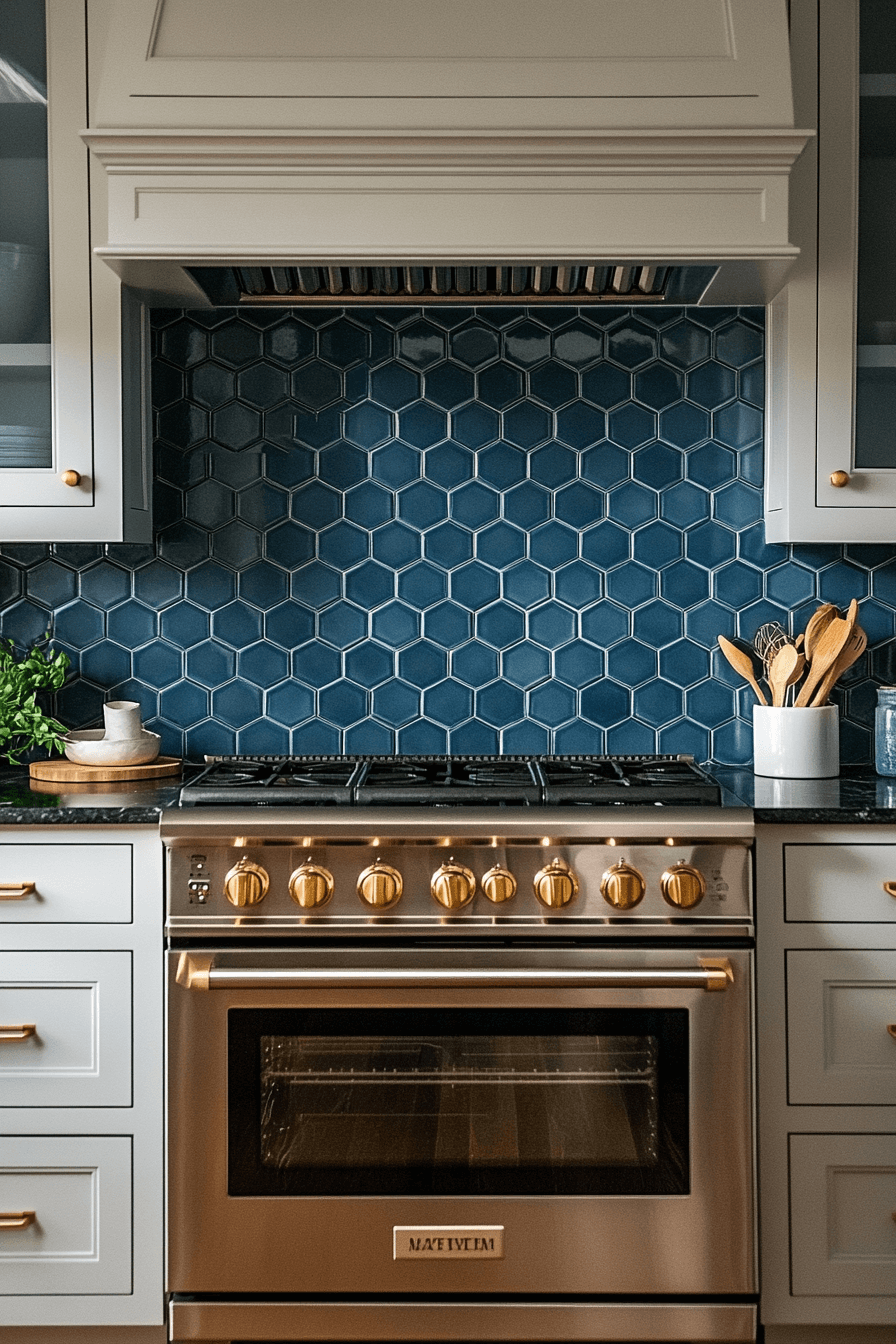 blue backsplash kitchen