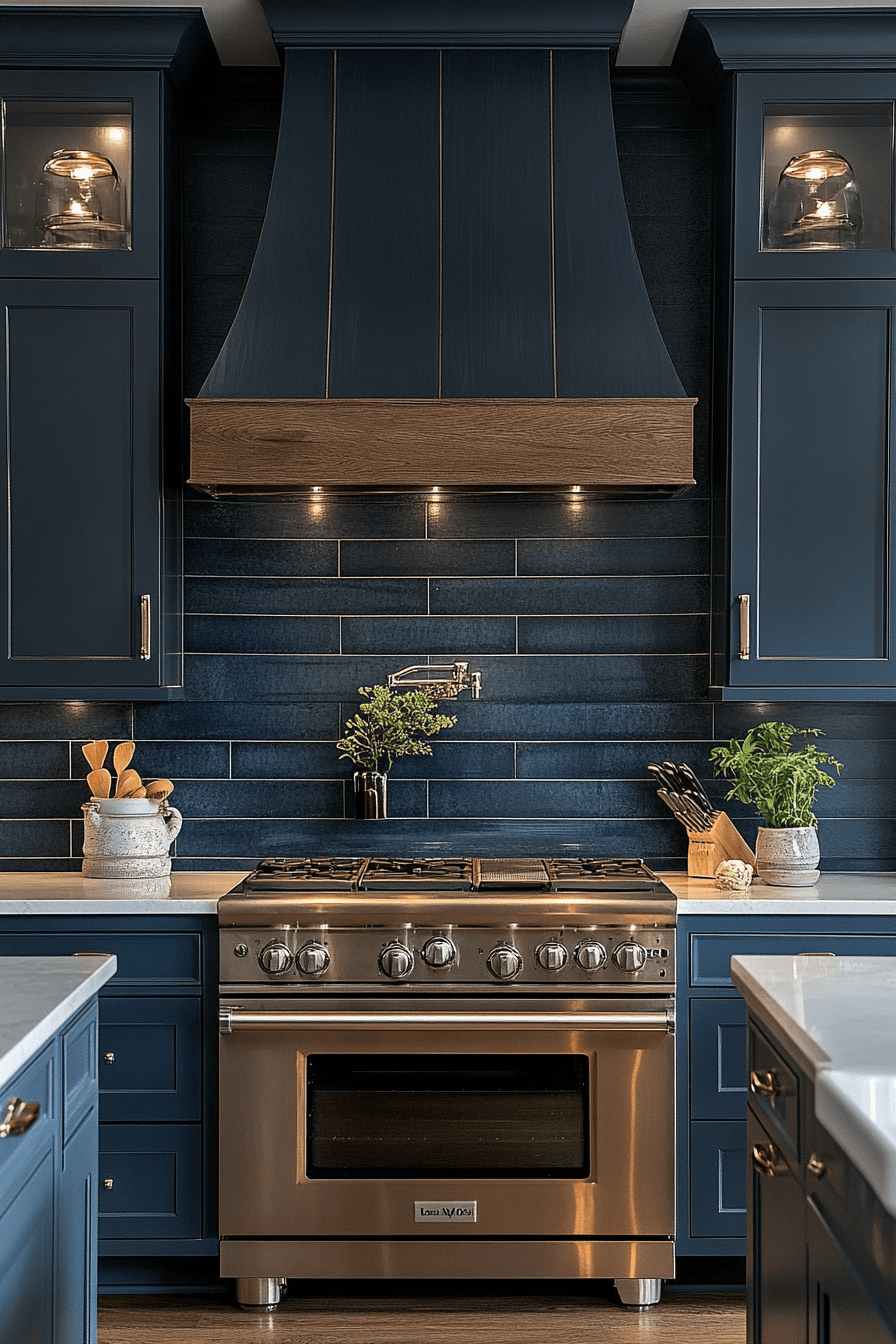 blue backsplash kitchen