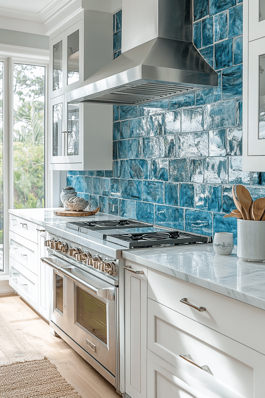 blue backsplash kitchen