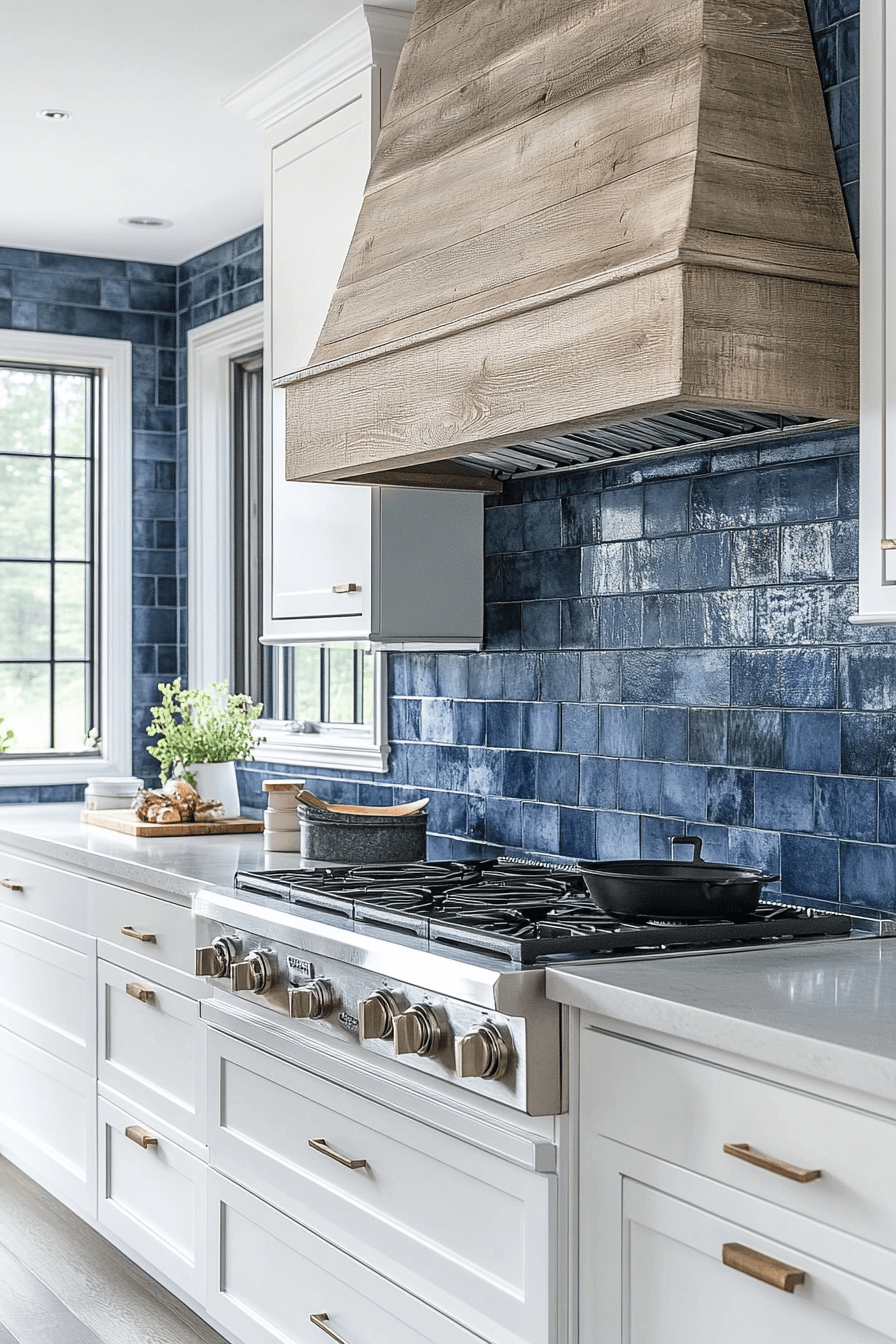 blue backsplash kitchen