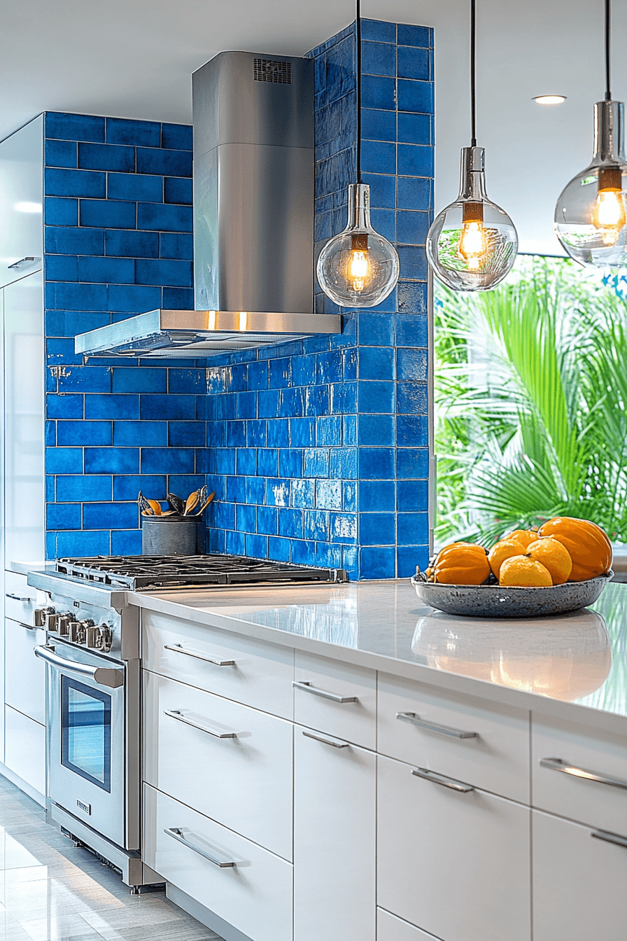 blue backsplash kitchen
