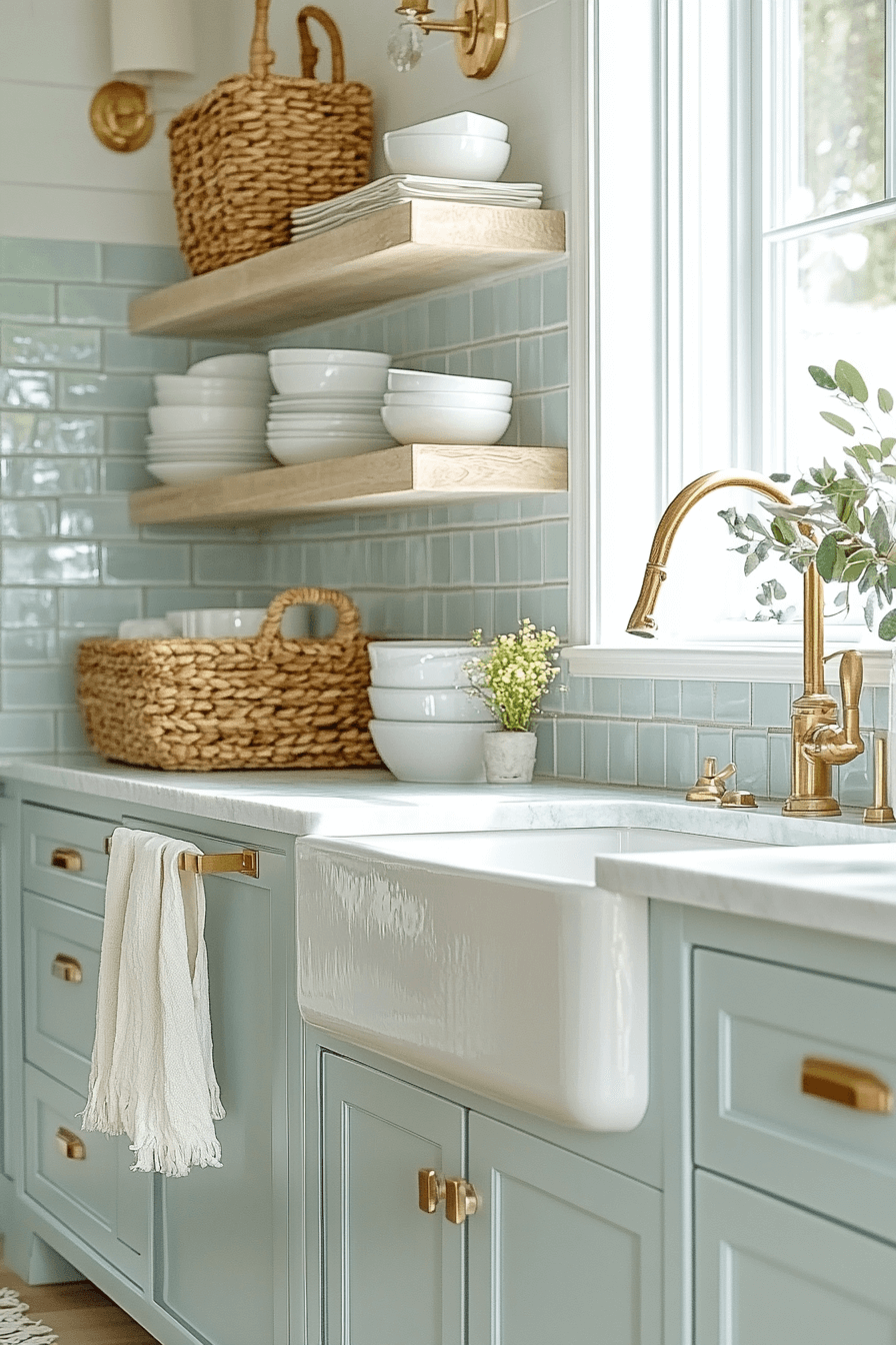 blue backsplash kitchen