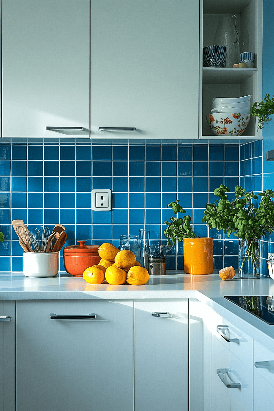 blue backsplash kitchen