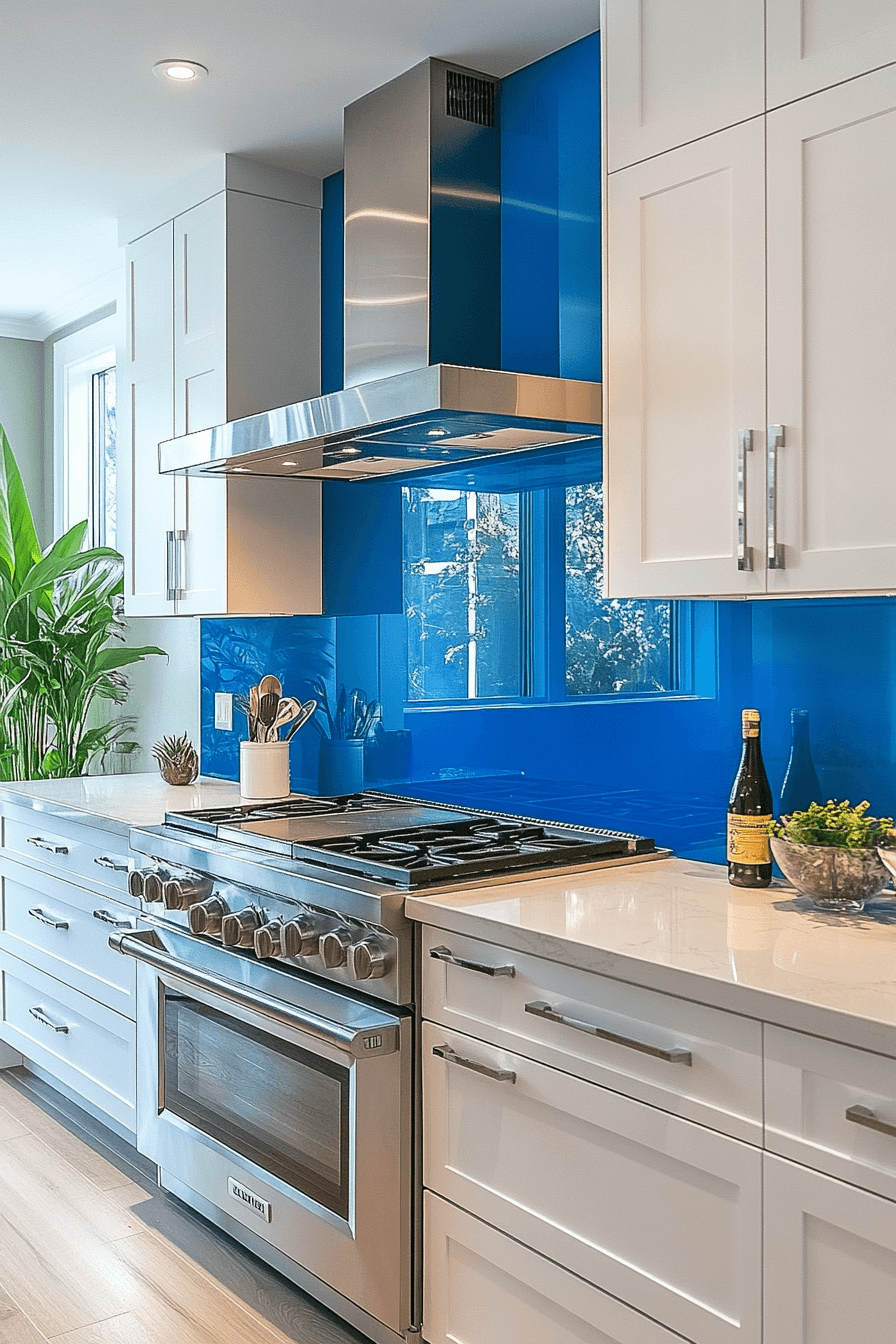 blue backsplash kitchen