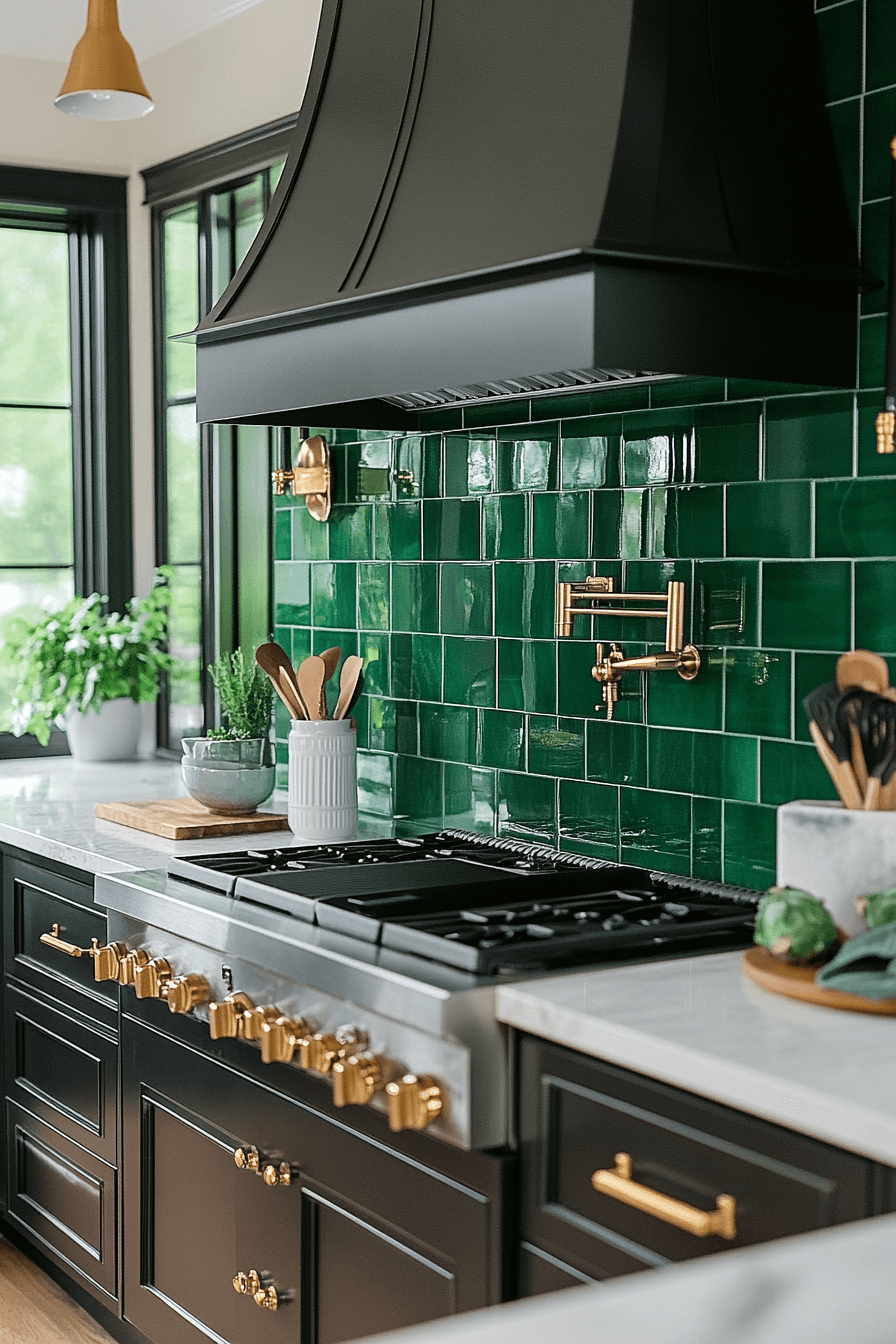 green backsplash kitchen