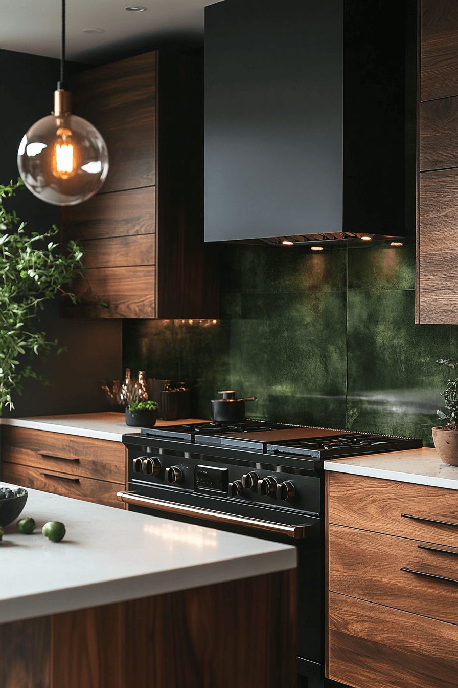 green backsplash kitchen