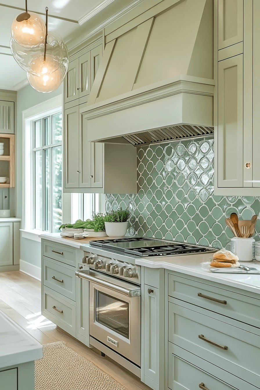 green backsplash kitchen