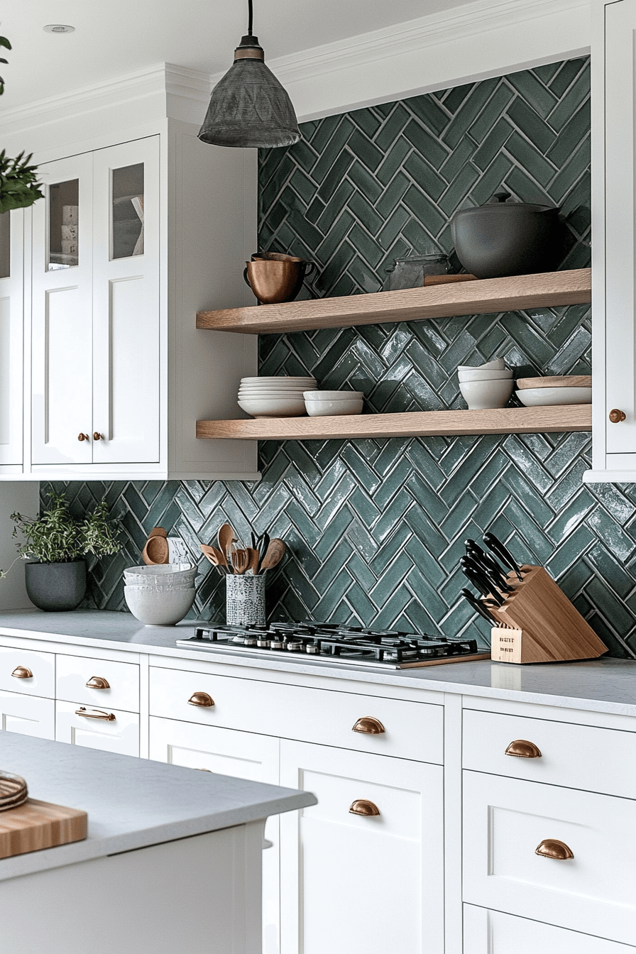 green backsplash kitchen