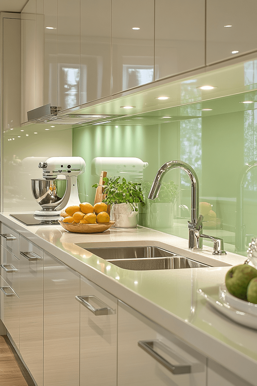 green backsplash kitchen