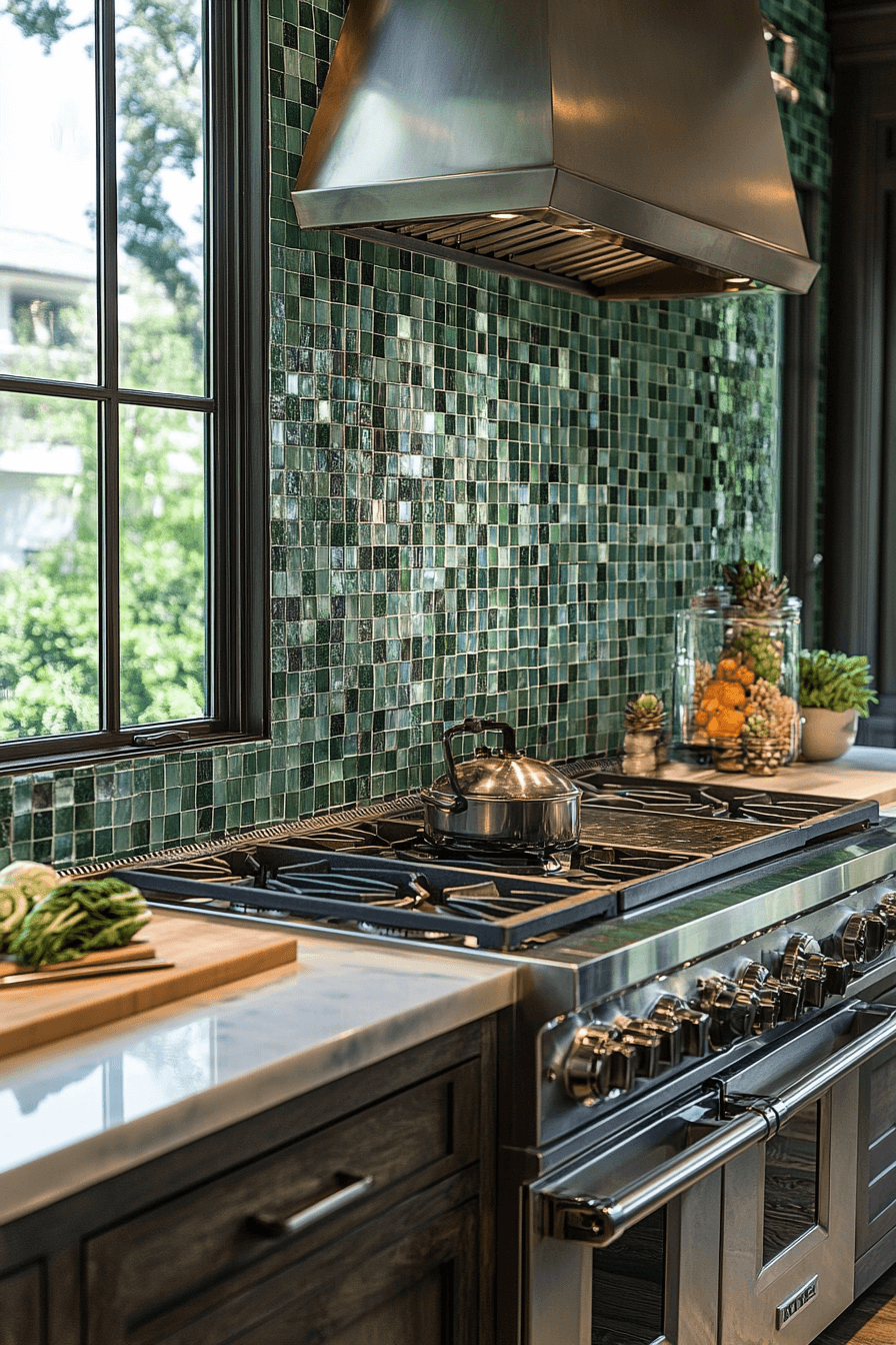 green backsplash kitchen