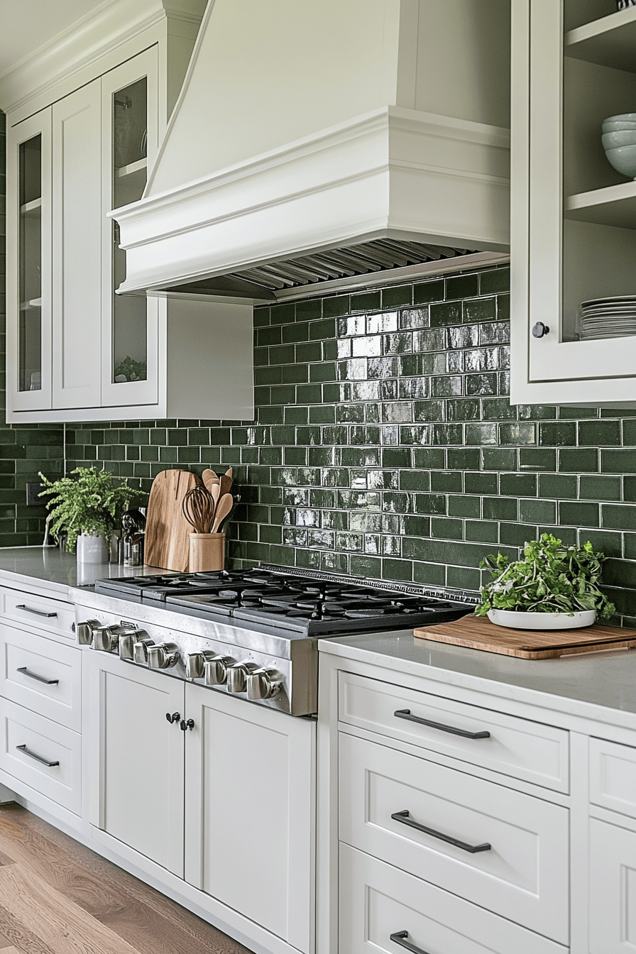 green backsplash kitchen
