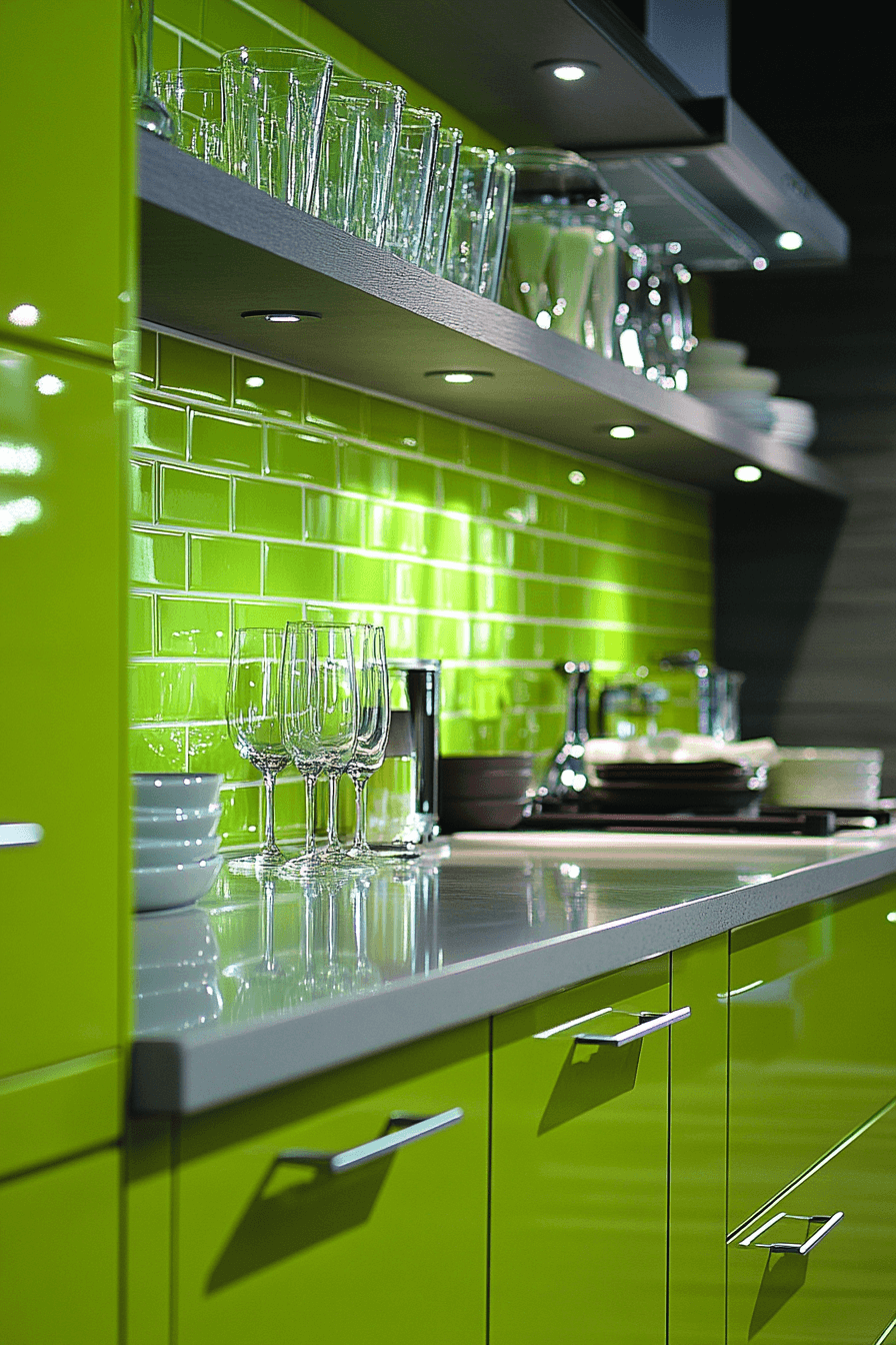 green backsplash kitchen