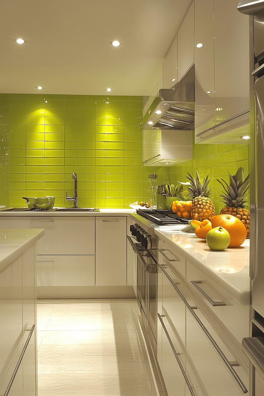 green backsplash kitchen