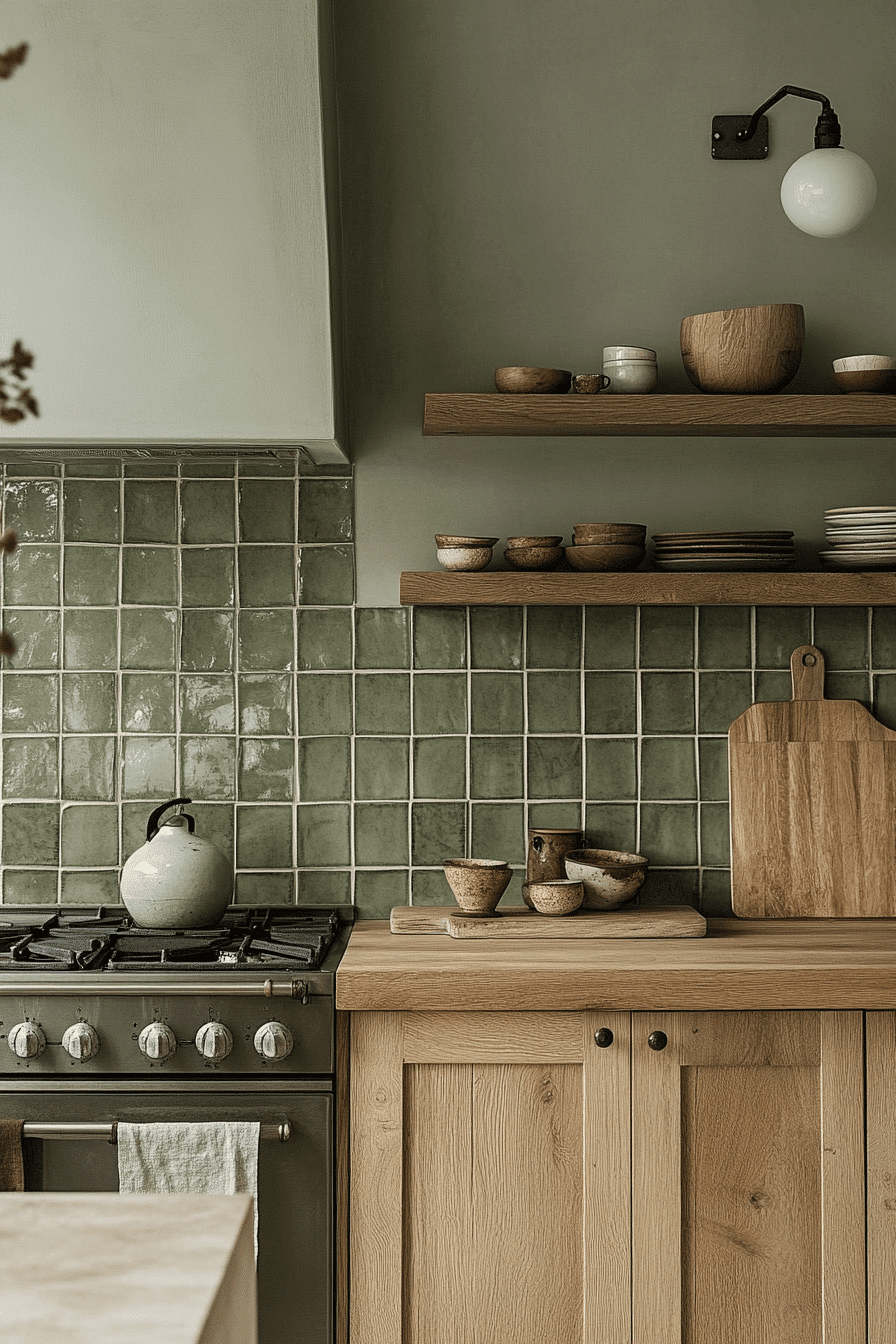 green backsplash kitchen