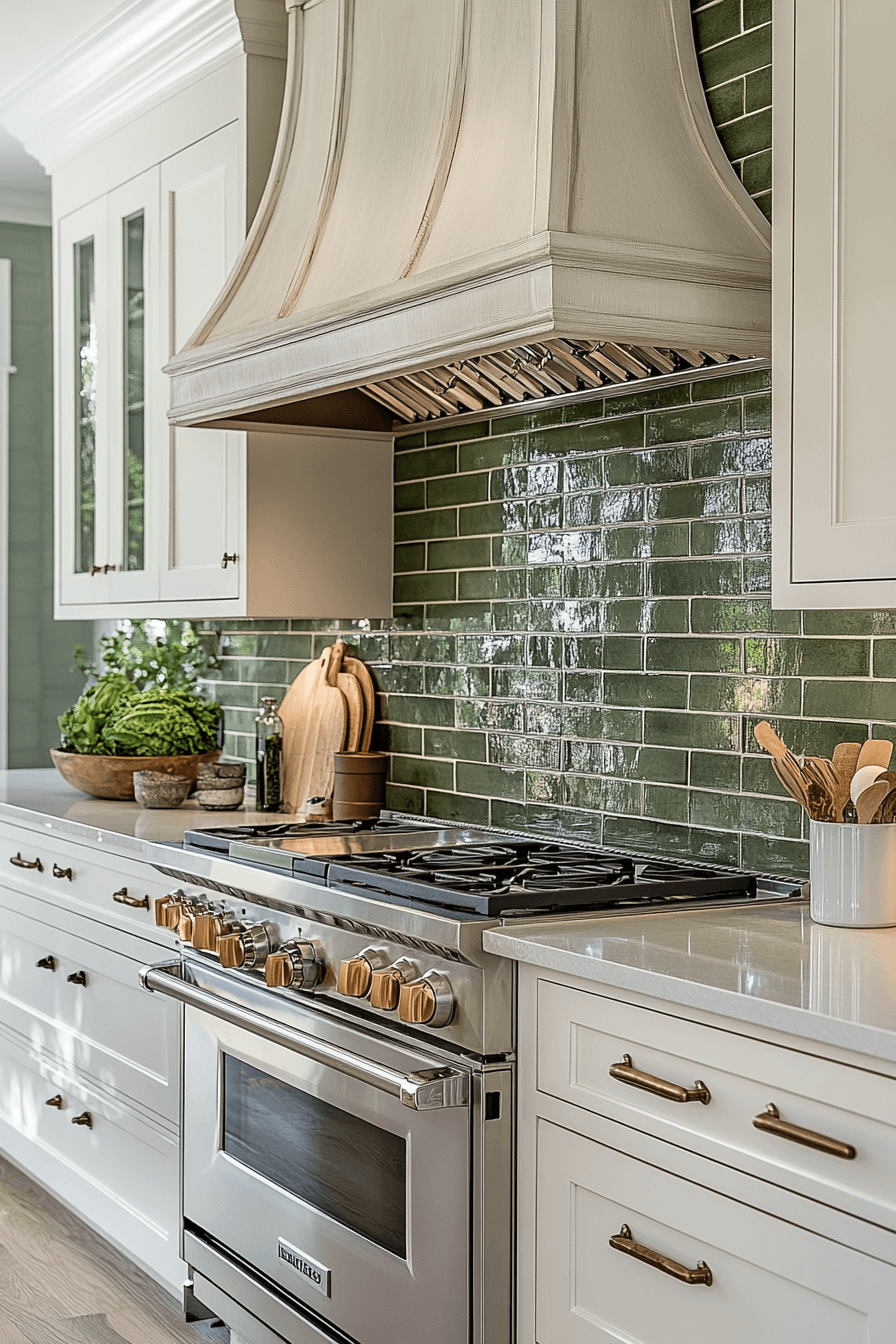 green backsplash kitchen