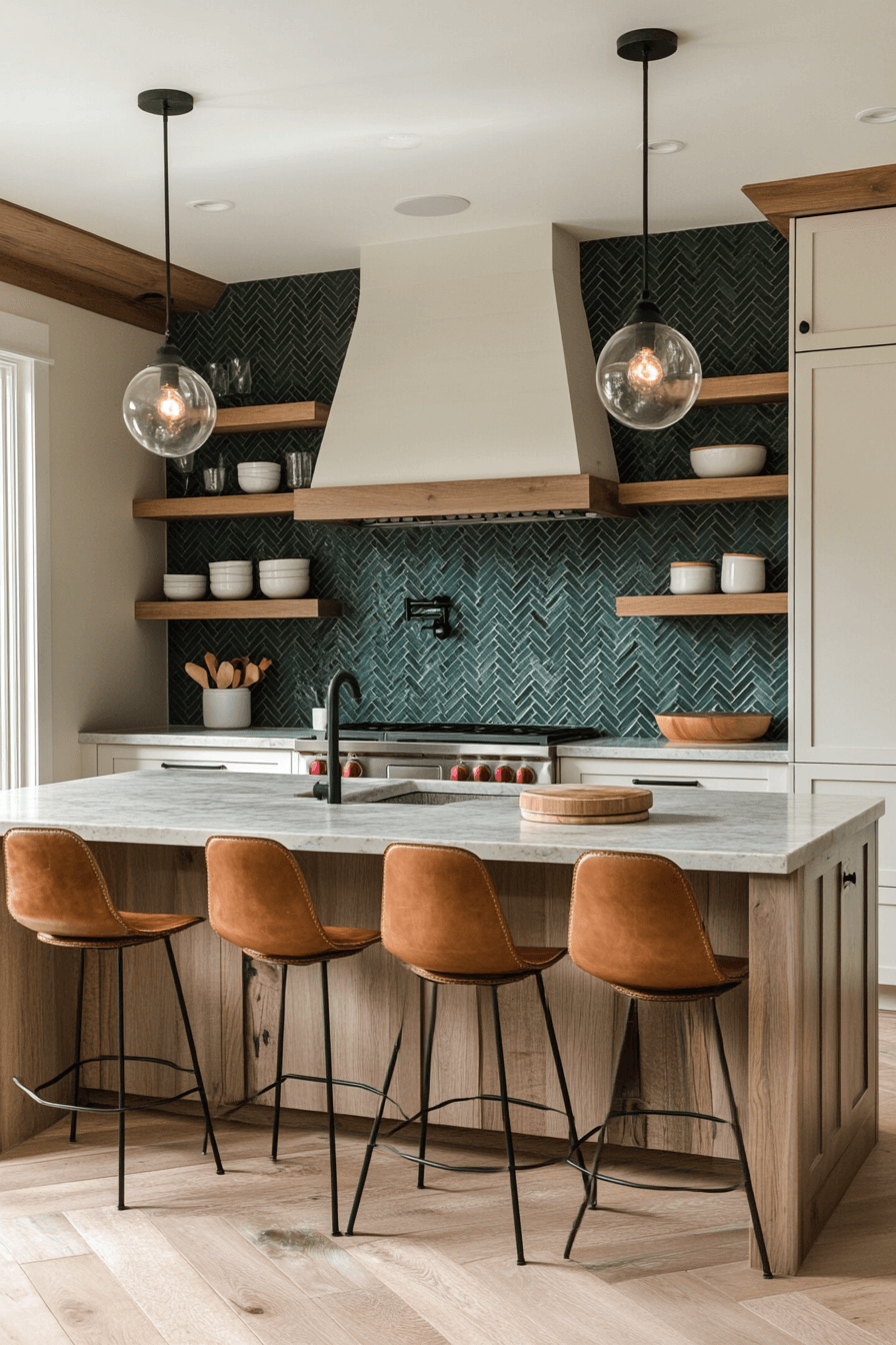 green backsplash kitchen