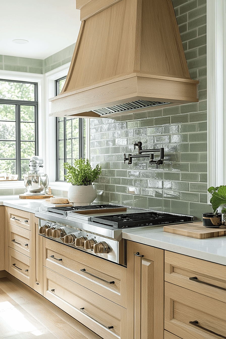 green backsplash kitchen