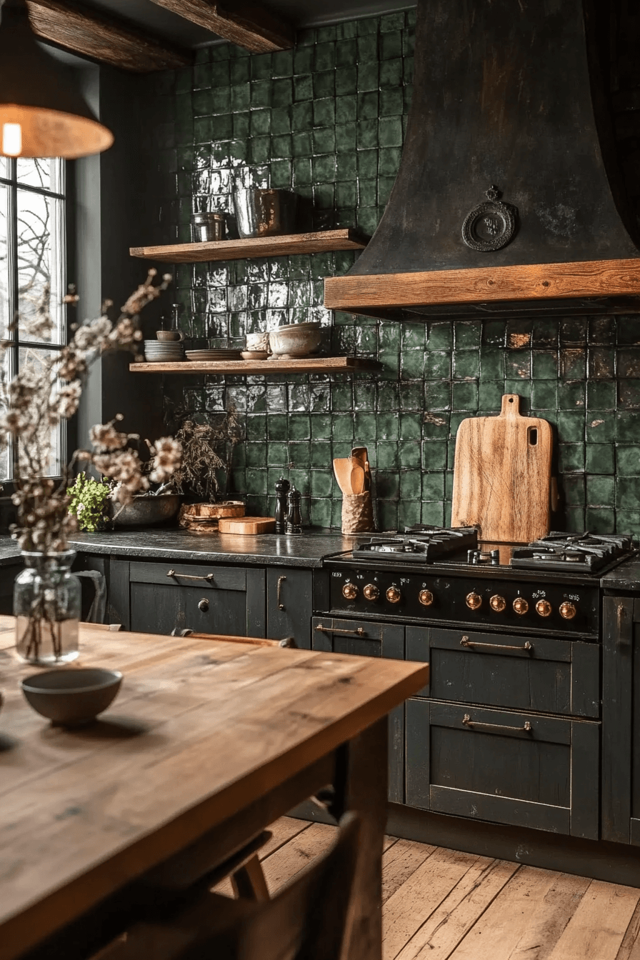 green backsplash kitchen
