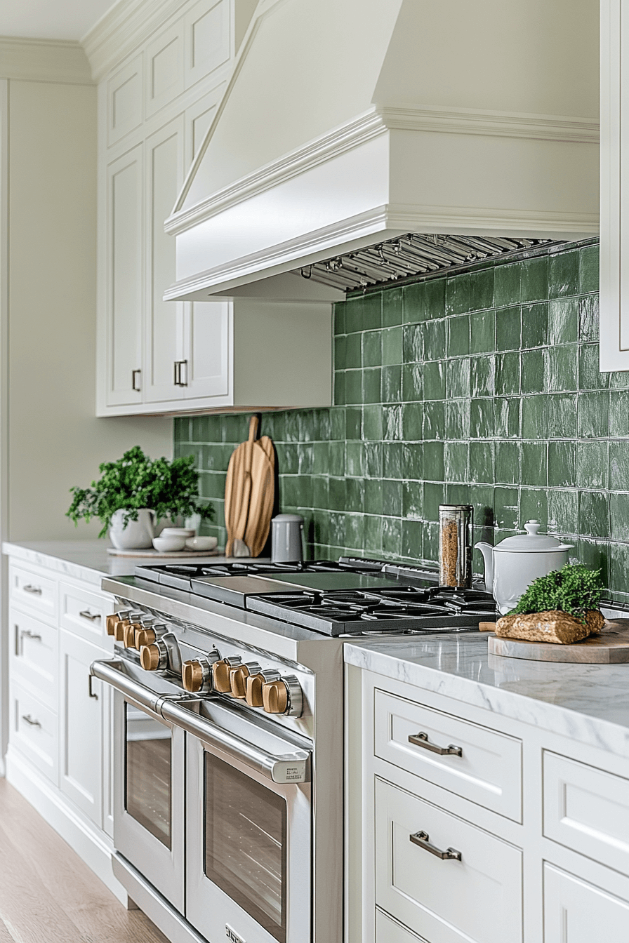 green backsplash kitchen