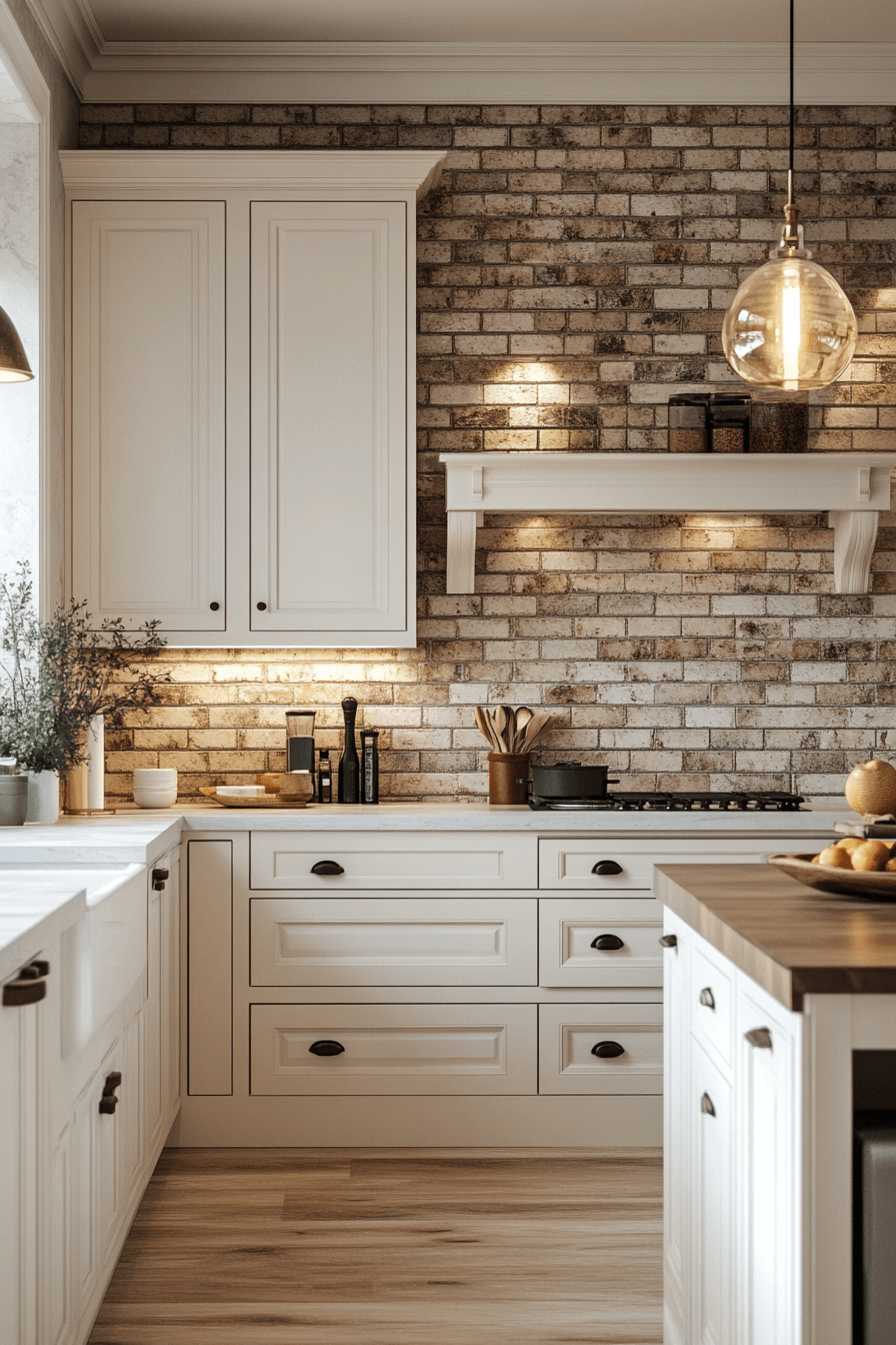 brick backsplash kitchen