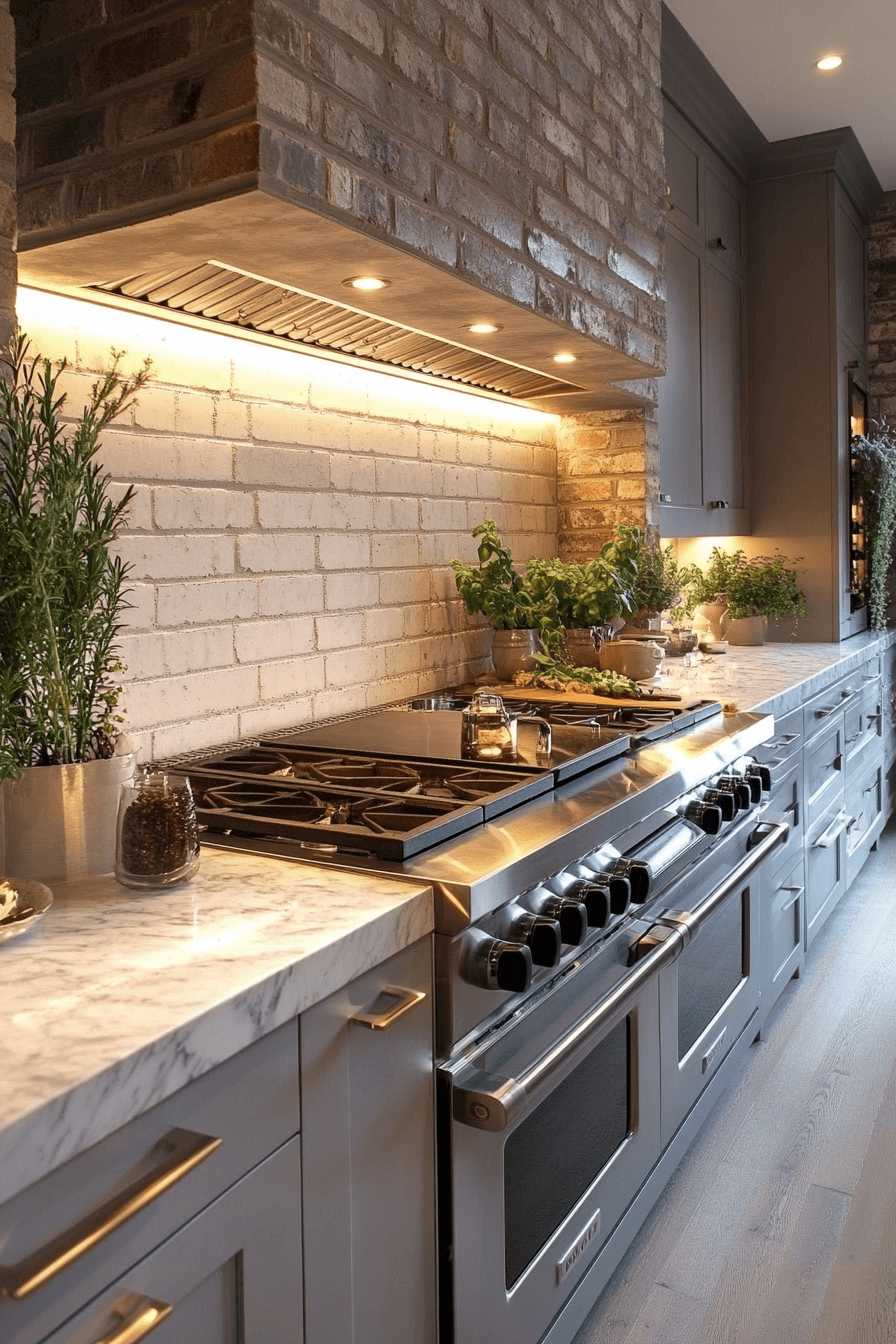 brick backsplash kitchen