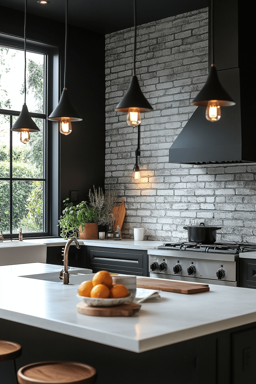 brick backsplash kitchen