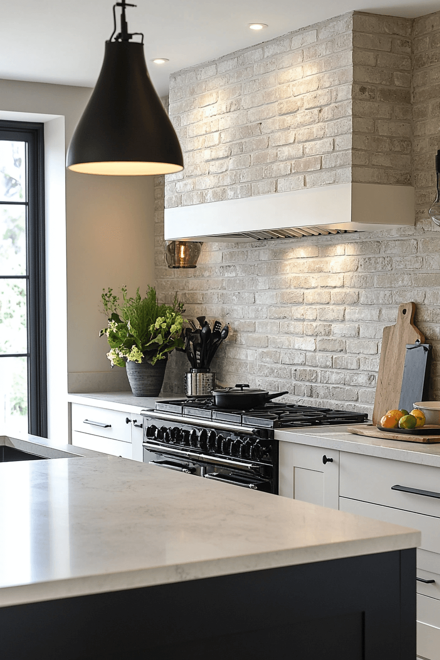 brick backsplash kitchen