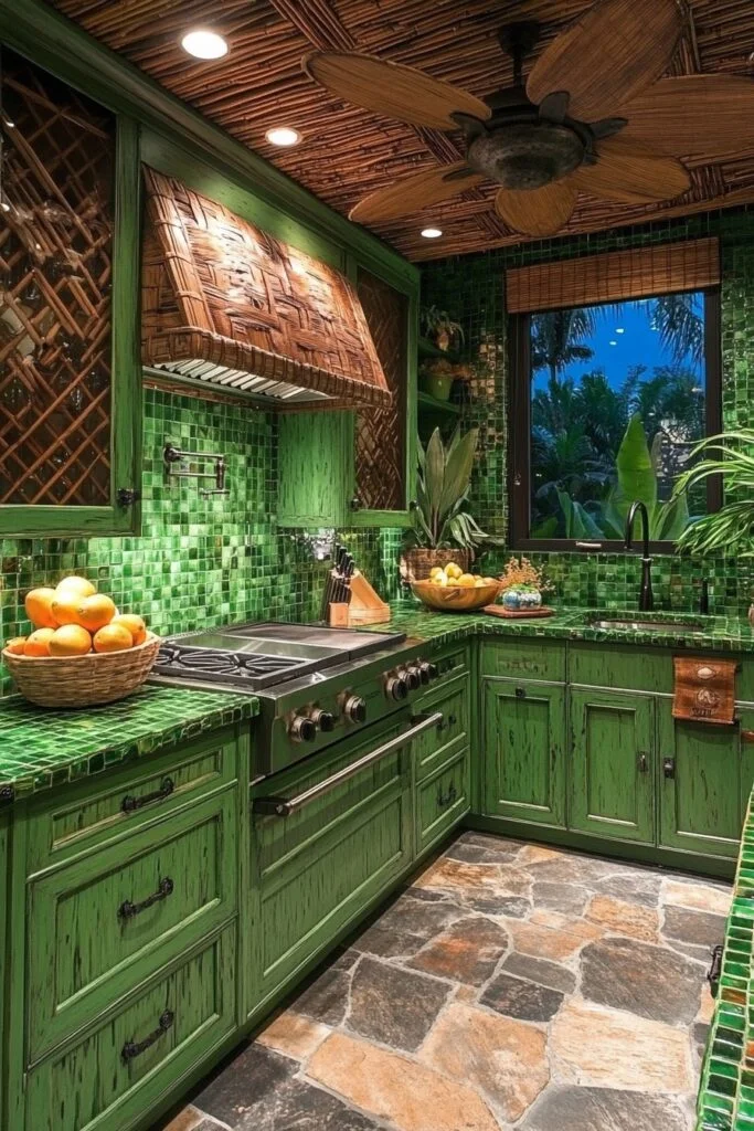 Jungle Green Boho Kitchen