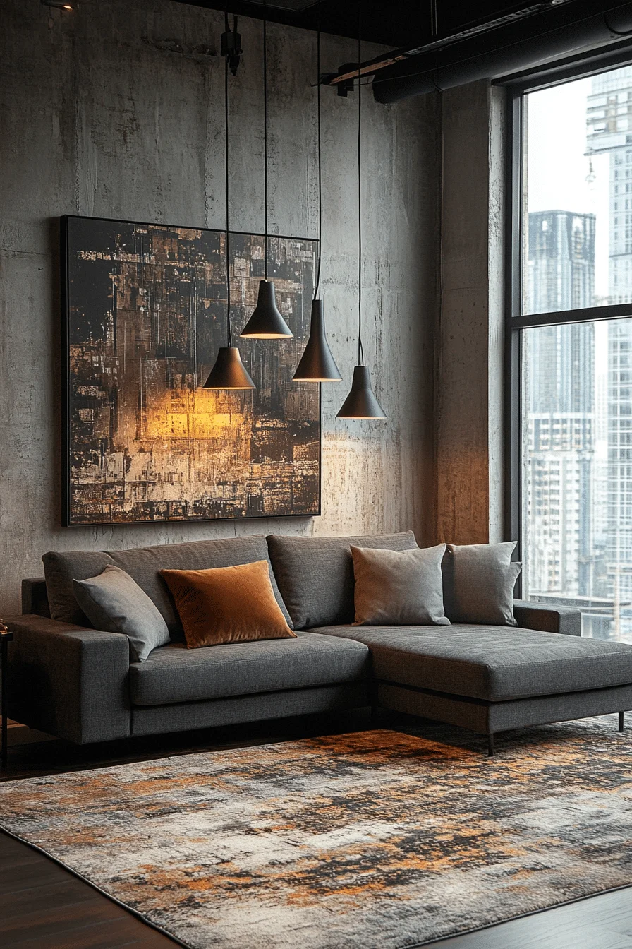 Charcoal couch living room