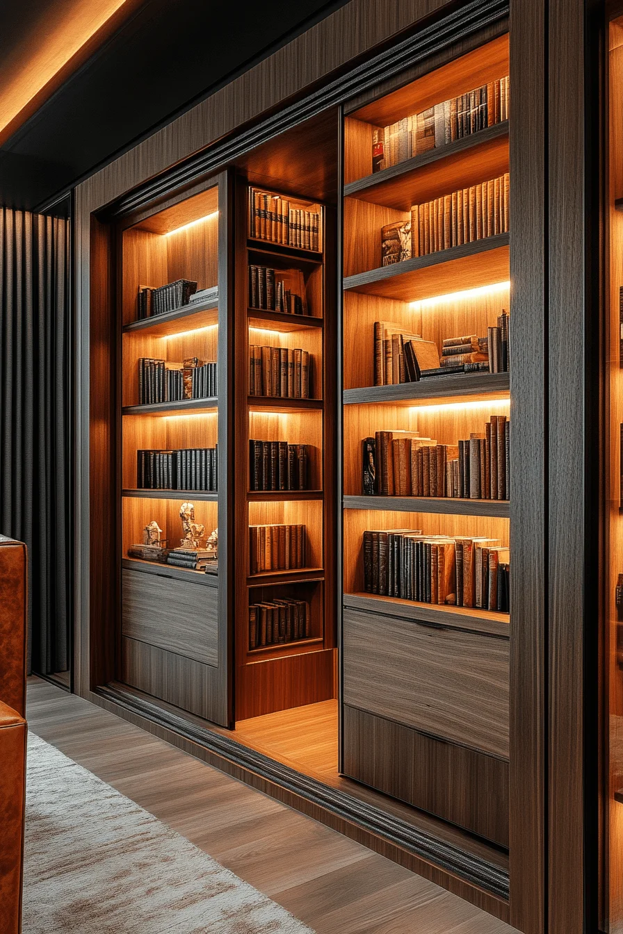 hidden storage bookshelf inspiration