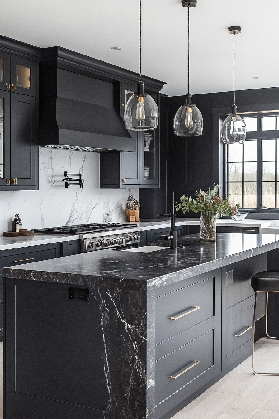 charcoal kitchen cabinets