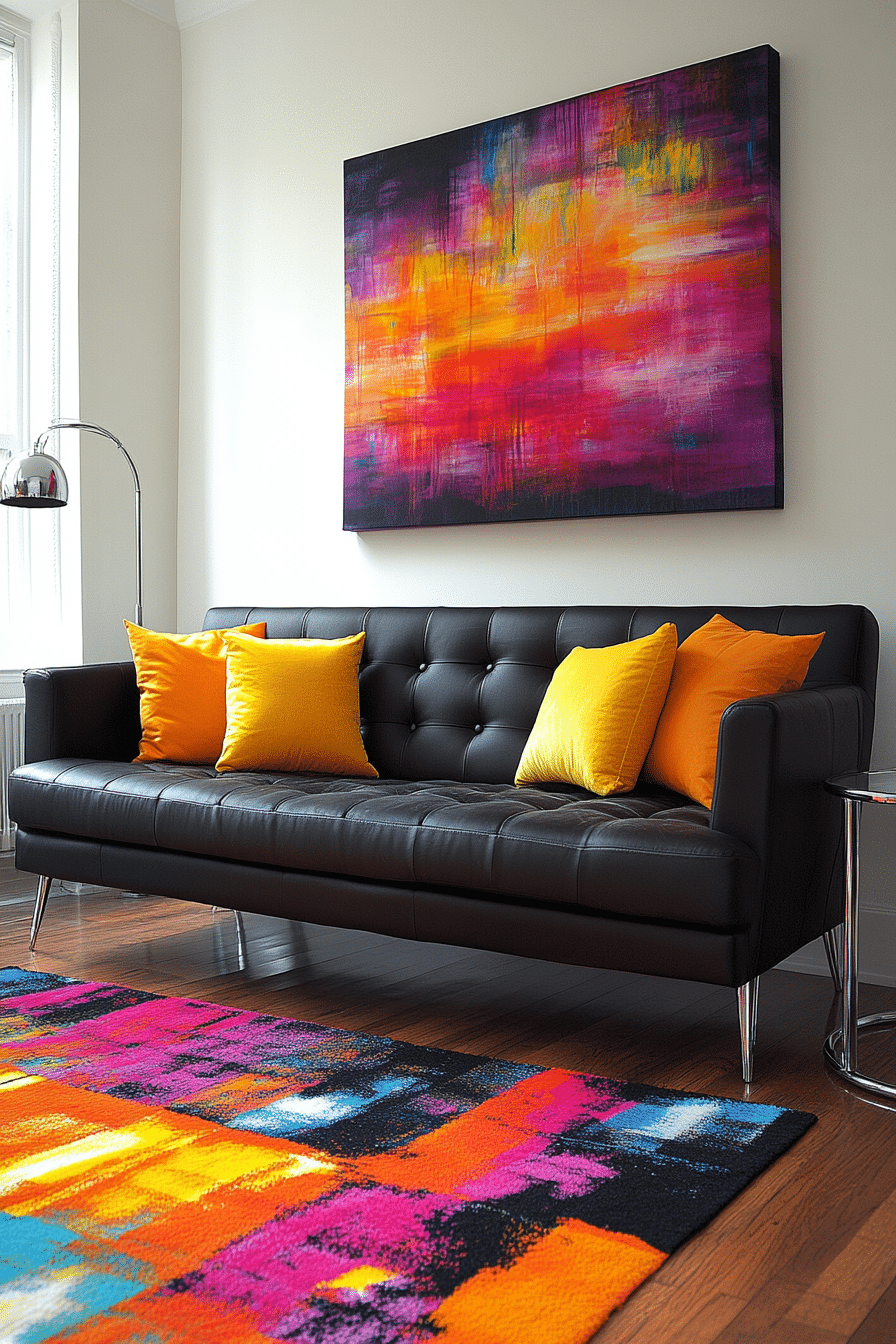 Black couch living room