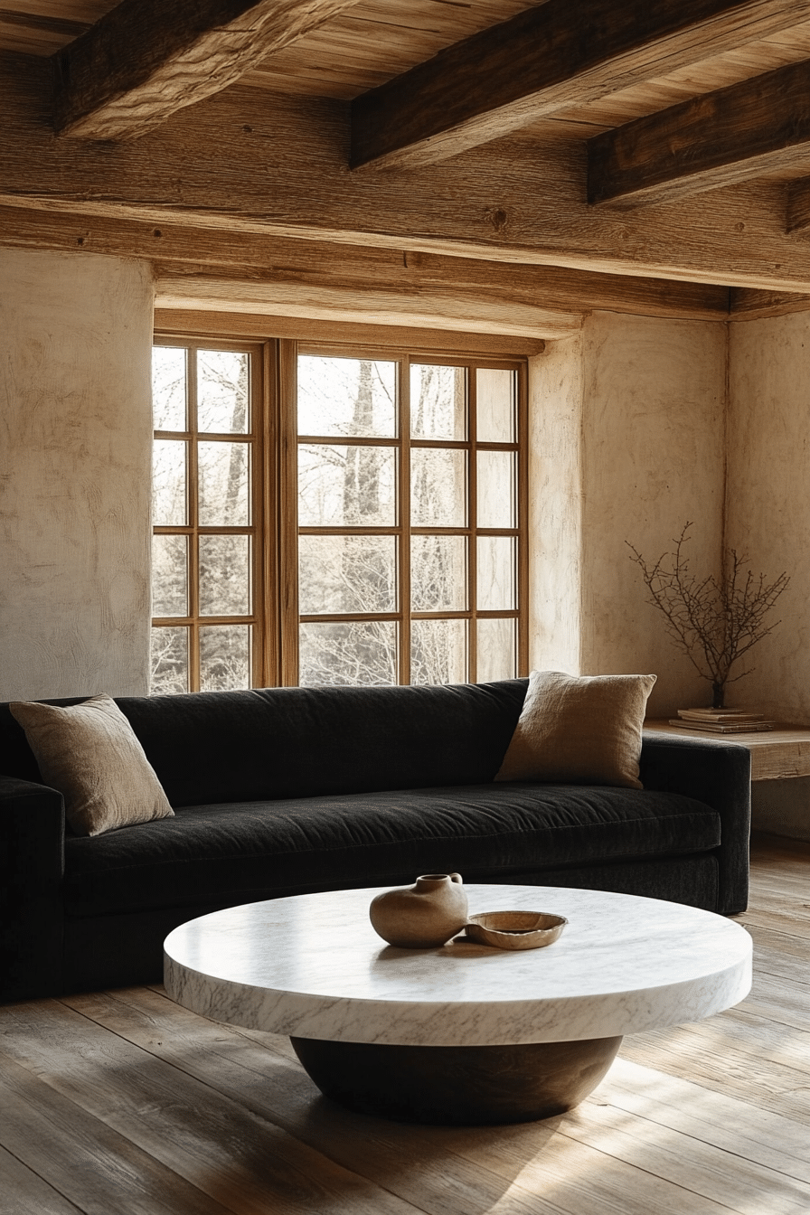 Black couch living room