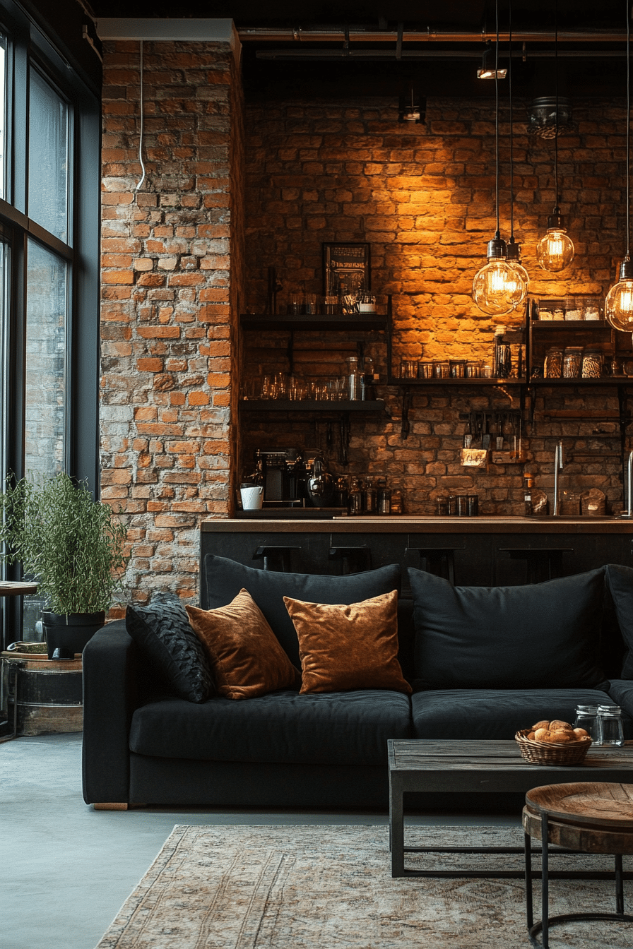 Black couch living room