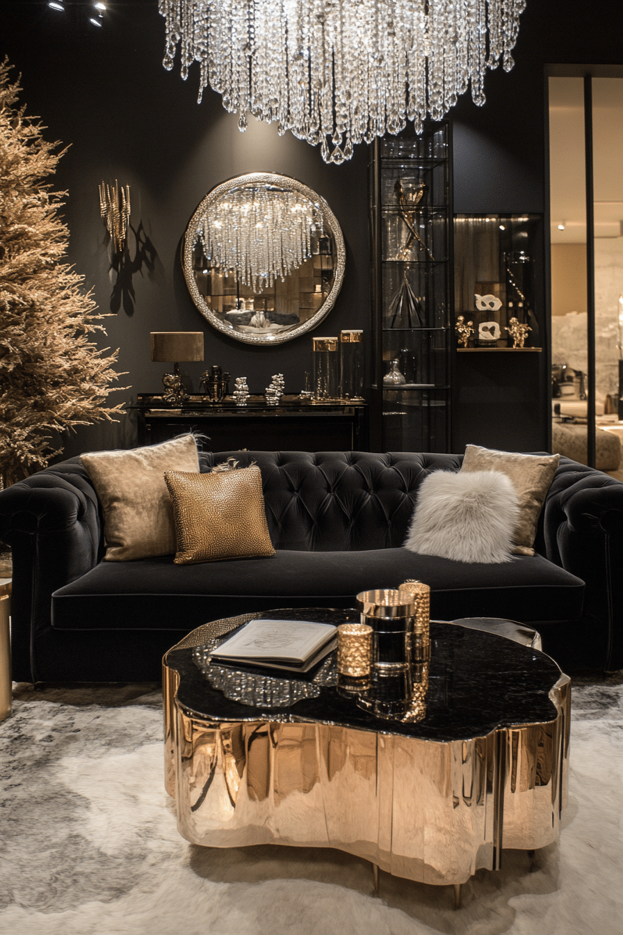 Black couch living room