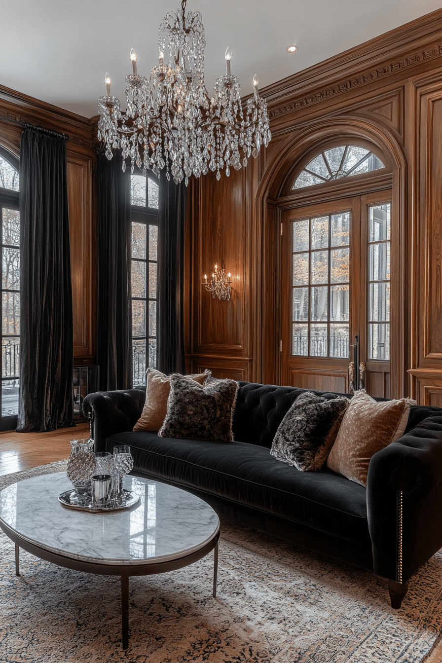 Black couch living room