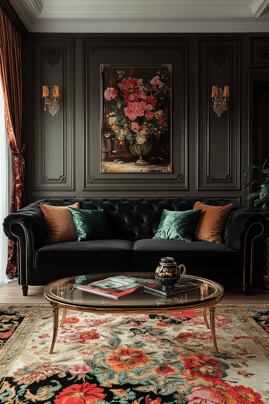 Black couch living room