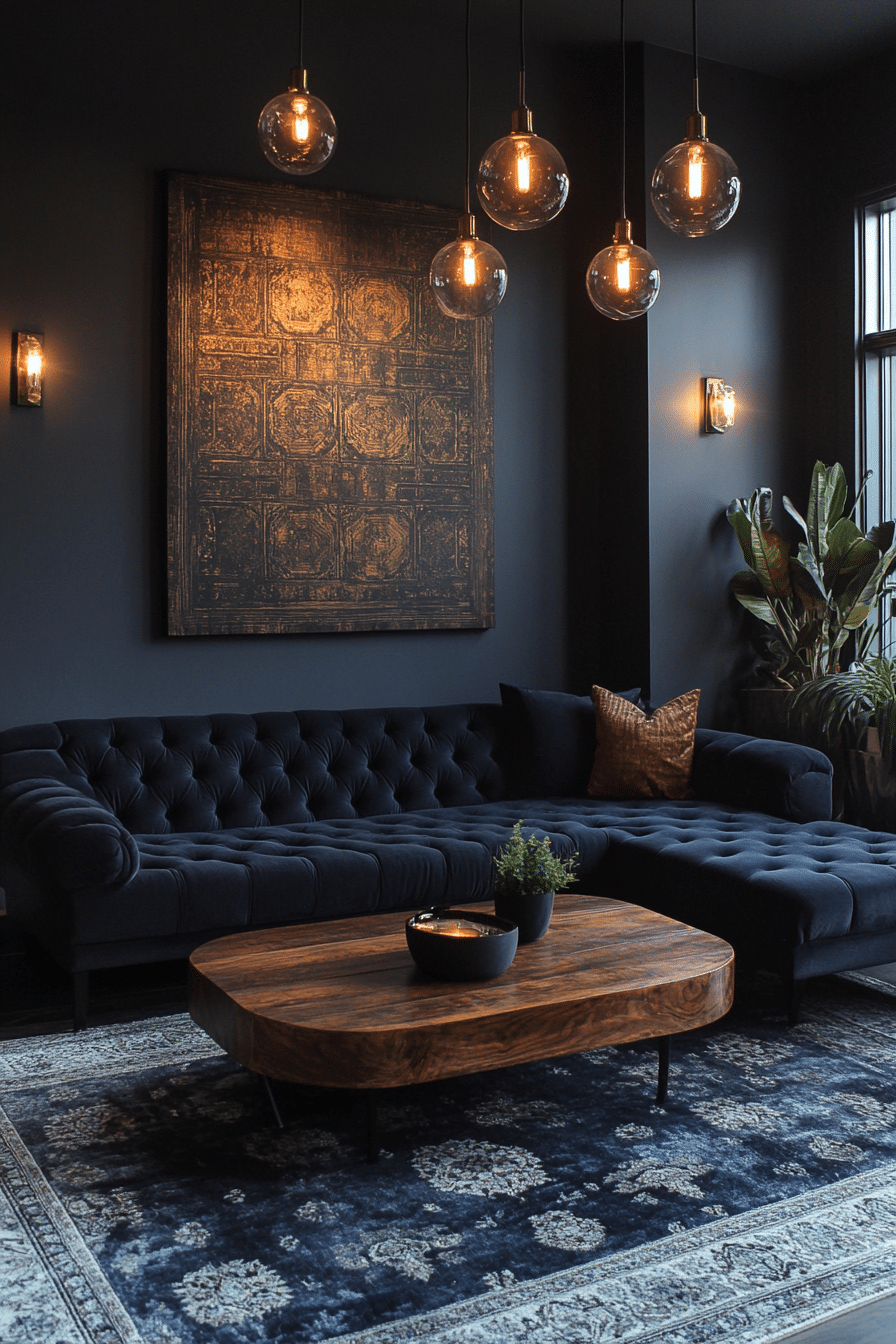 Black couch living room